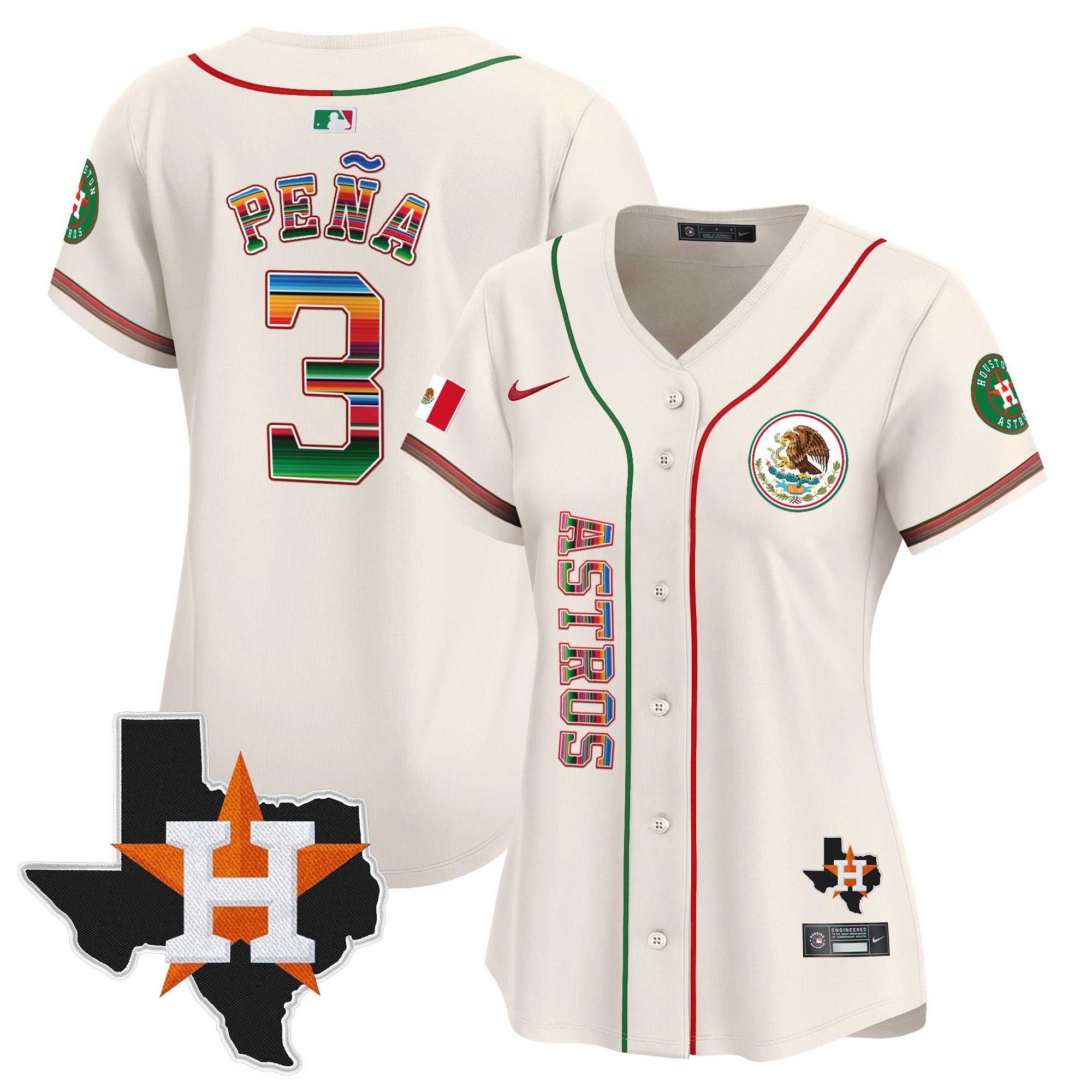 Jeremy Pena Women's Houston Astros Mexico Vapor Premier Limited V4 Cream Jersey - All Stitched