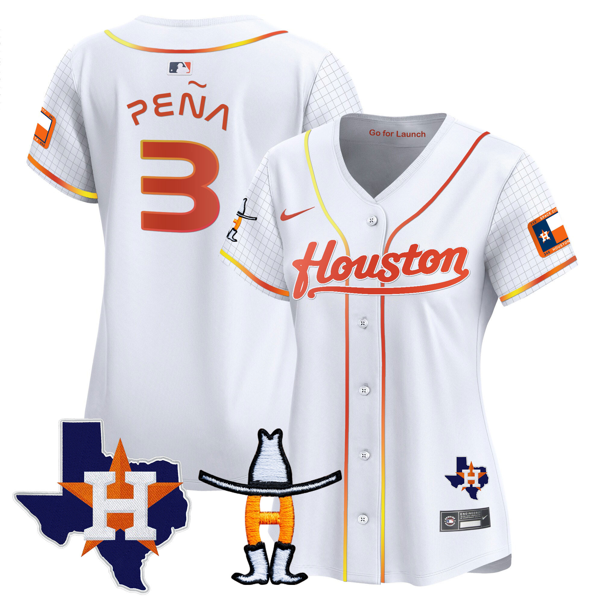 Jeremy Pena Women's Houston Astros Space City Houston Rodeo Patch Vapor Premier Limited White Jersey - All Stitched