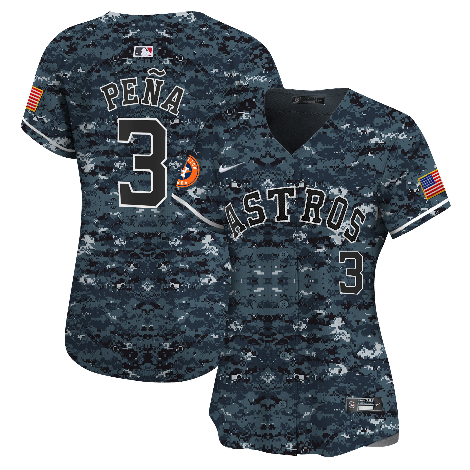 Jeremy Pena Women's Houston Astros USMC Alternate Vapor Premier Limited Navy Jersey - All Stitched