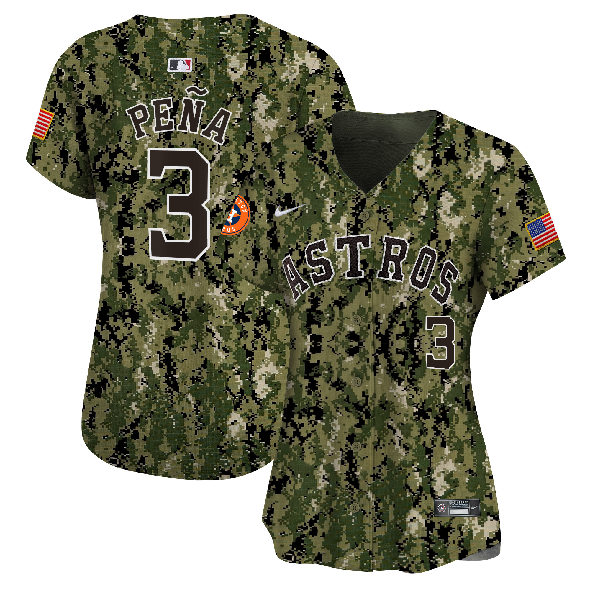 Jeremy Pena Women's Houston Astros USMC Alternate Vapor Premier Limited Woodland Jersey - All Stitched