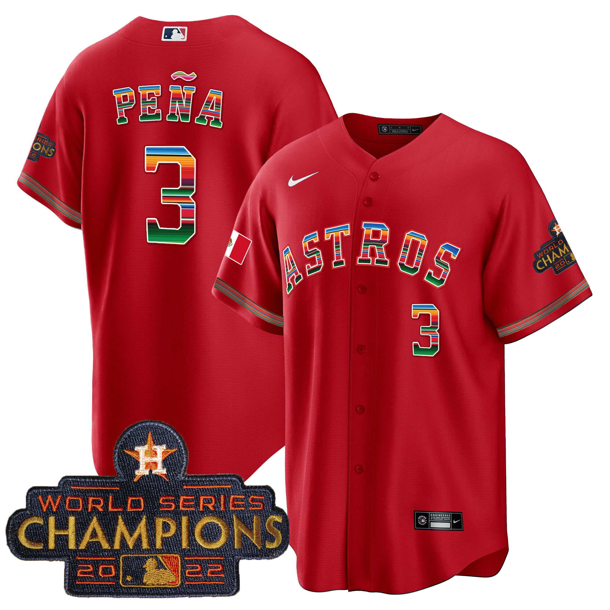 Jeremy Pena Youth's Houston Astros Mexico Cool Base Limited Red Jersey - All Stitched