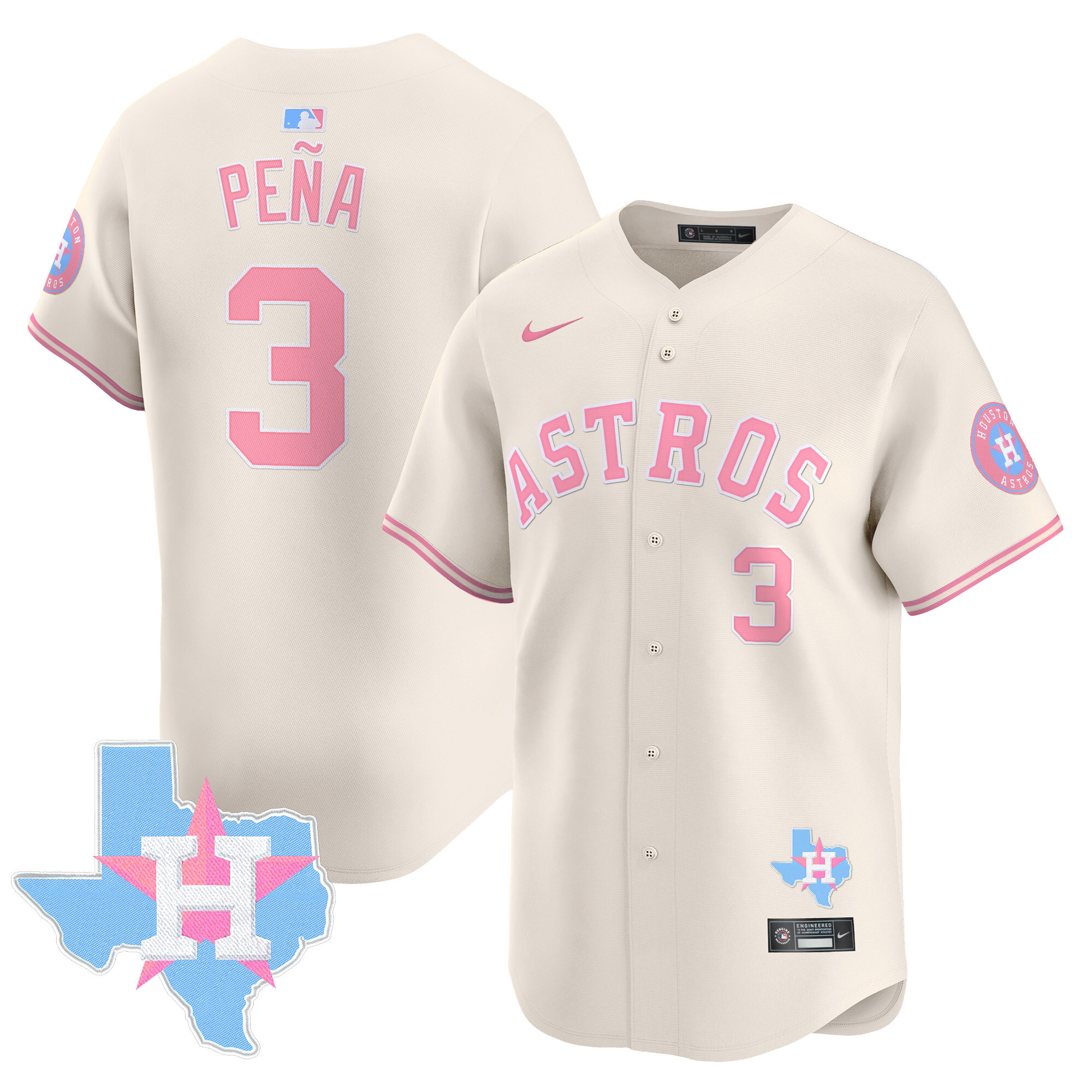 Jeremy PenaUnisex Houston Astros Bubblegum Pink Vapor Premier Limited Cream Jersey - All Stitched