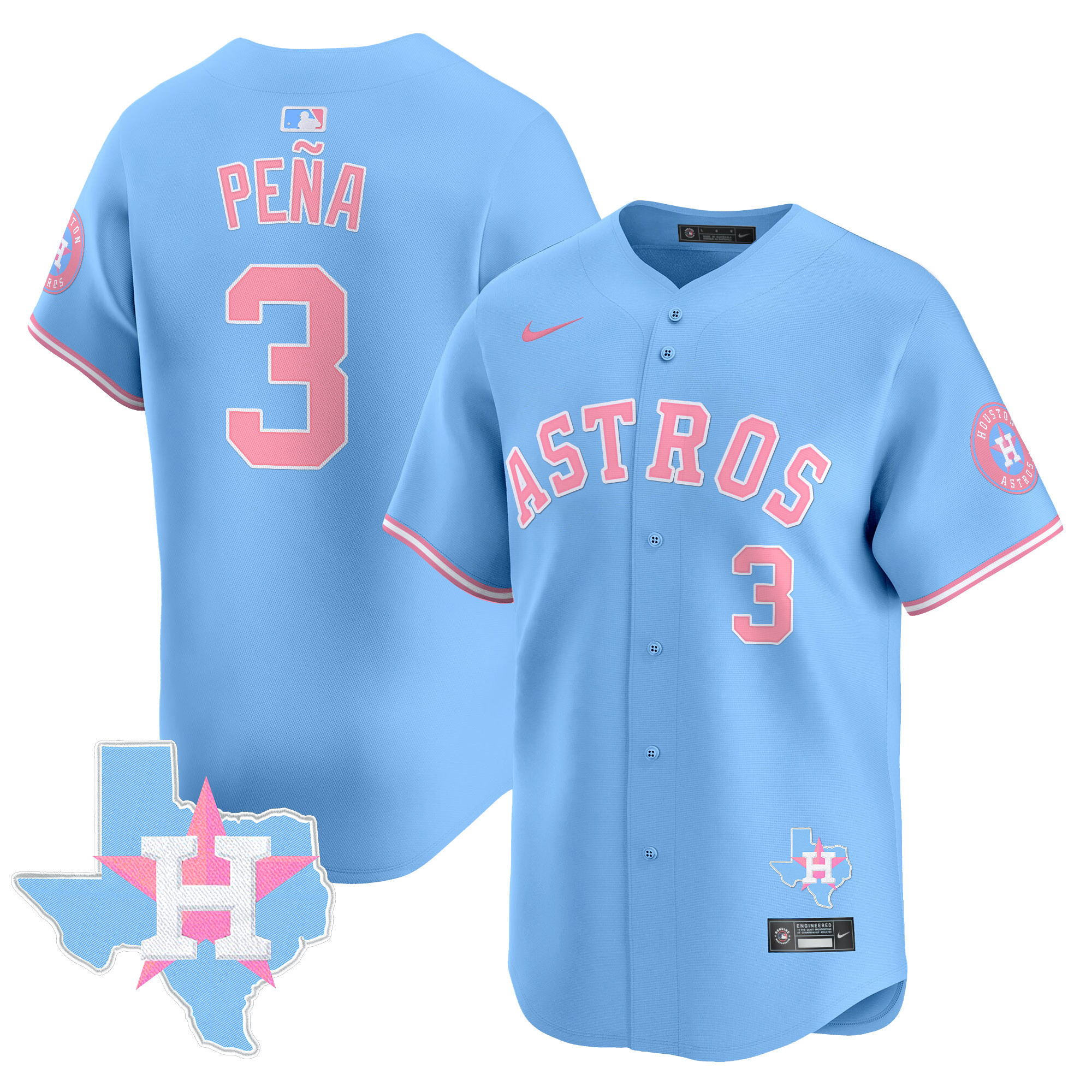 Jeremy PenaUnisex Houston Astros Bubblegum Pink Vapor Premier Limited Light Blue Jersey - All Stitched