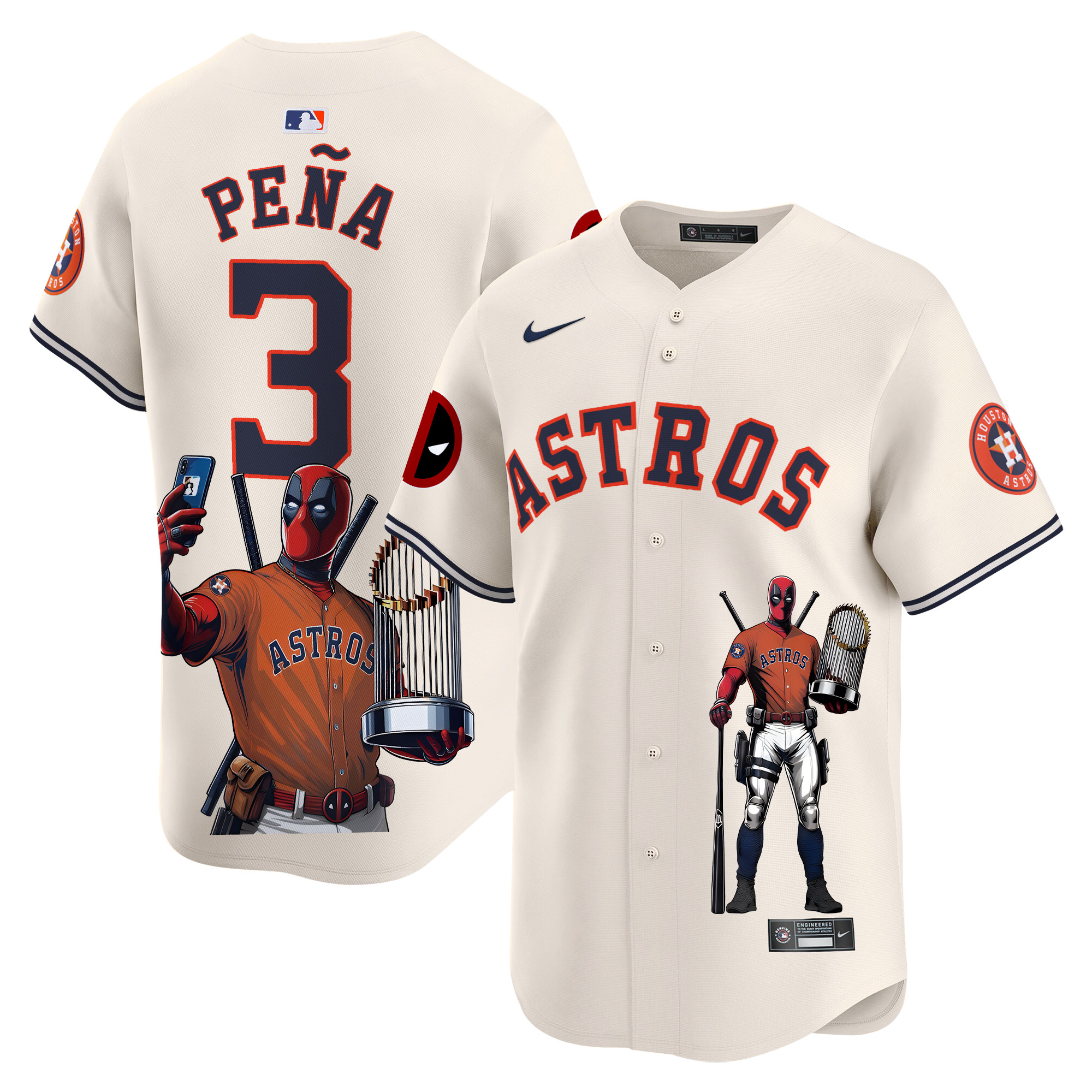 Jeremy PenaUnisex Houston Astros Deadpool Vapor Premier Limited Cream Jersey - Printed