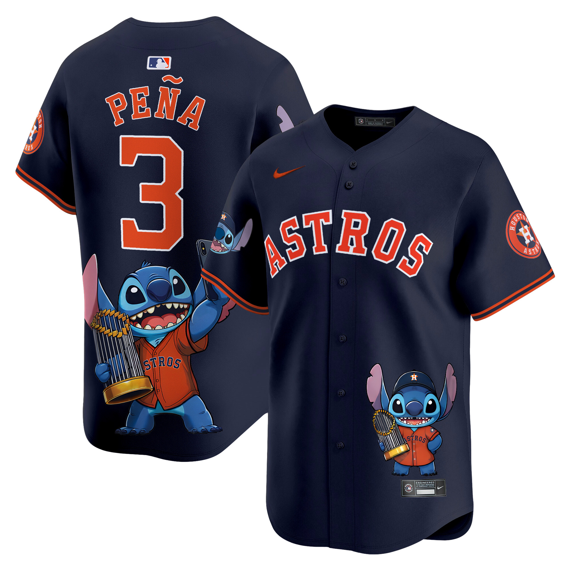 Jeremy PenaUnisex Houston Astros Lilo And Stitch Vapor Premier Limited Navy Jersey - Printed