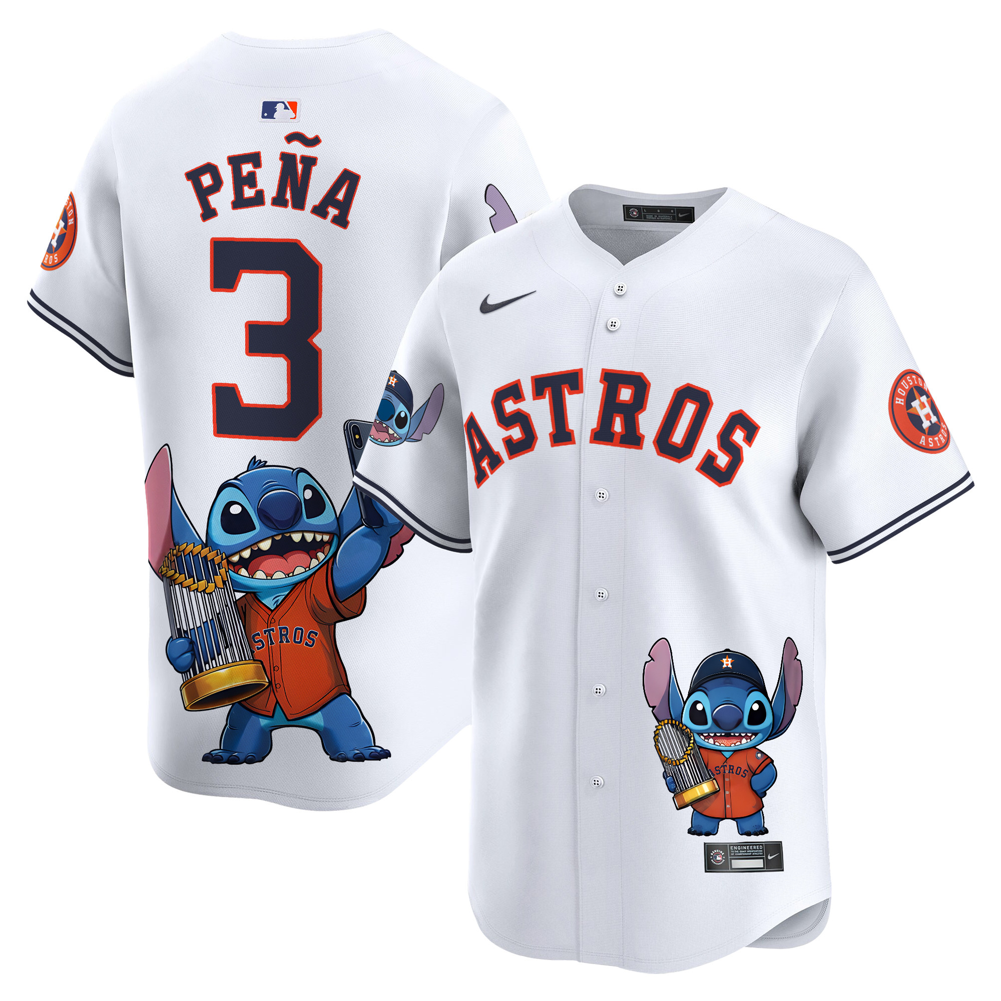 Jeremy PenaUnisex Houston Astros Lilo And Stitch Vapor Premier Limited White Jersey - Printed