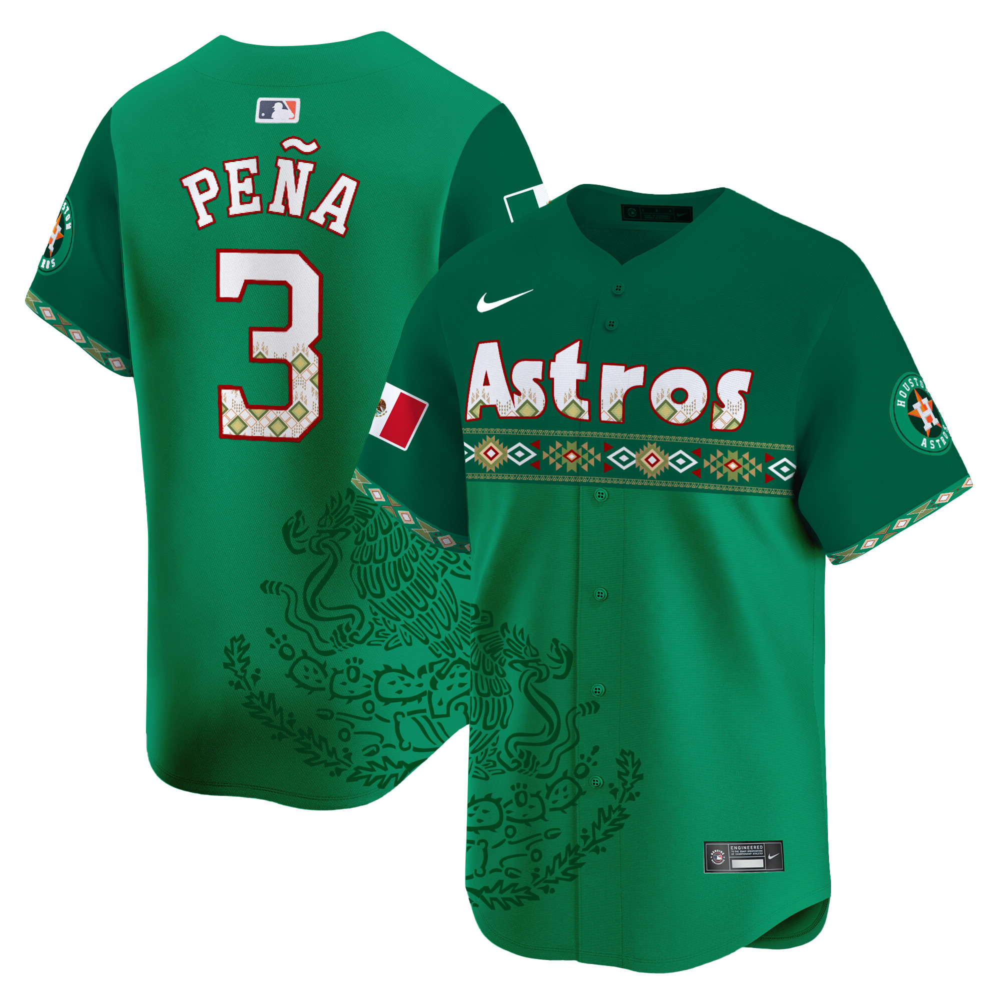 Jeremy PenaUnisex Houston Astros Mexico Vapor Premier Limited Green Jersey - Printed