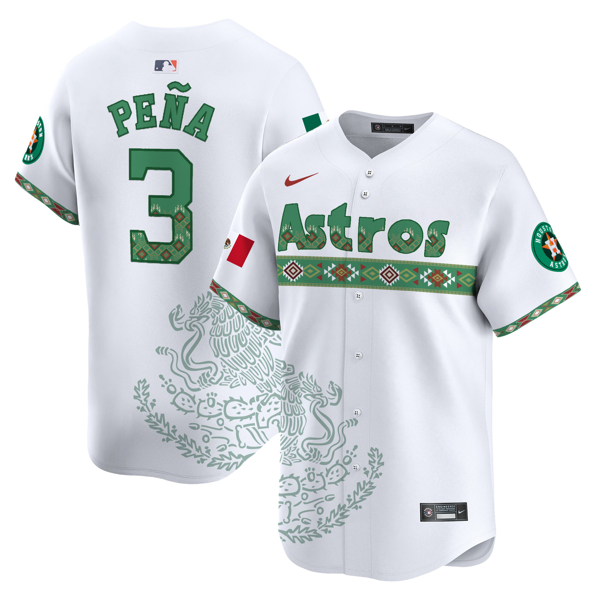 Jeremy PenaUnisex Houston Astros Mexico Vapor Premier Limited White Jersey - Printed