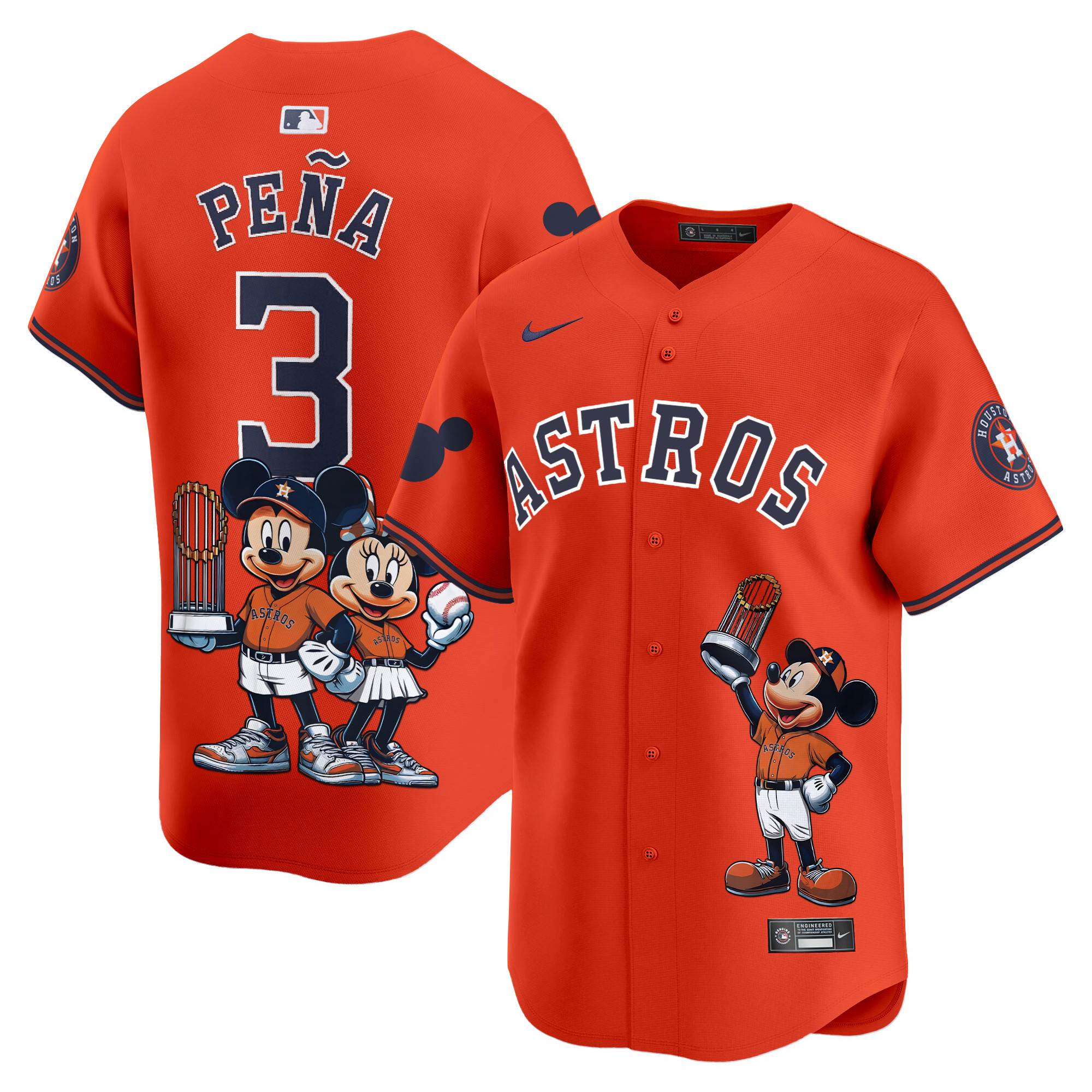 Jeremy PenaUnisex Houston Astros Mickey Houston Vapor Premier Limited Orange Jersey - Printed