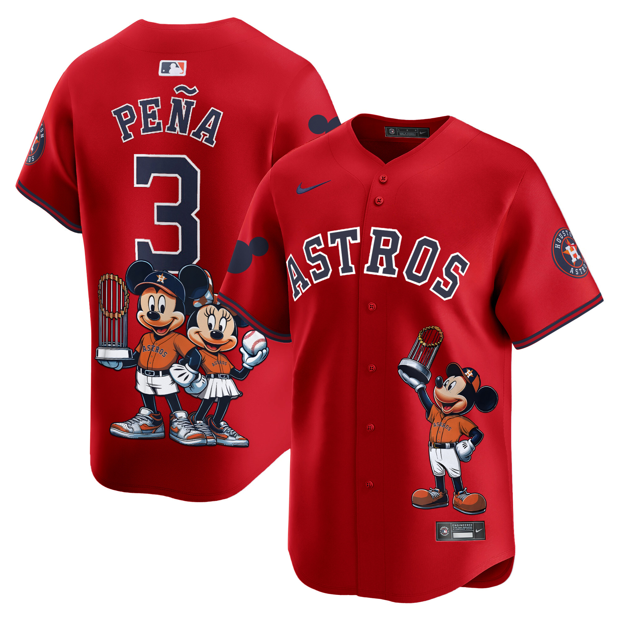 Jeremy PenaUnisex Houston Astros Mickey Houston Vapor Premier Limited Red Jersey - Printed