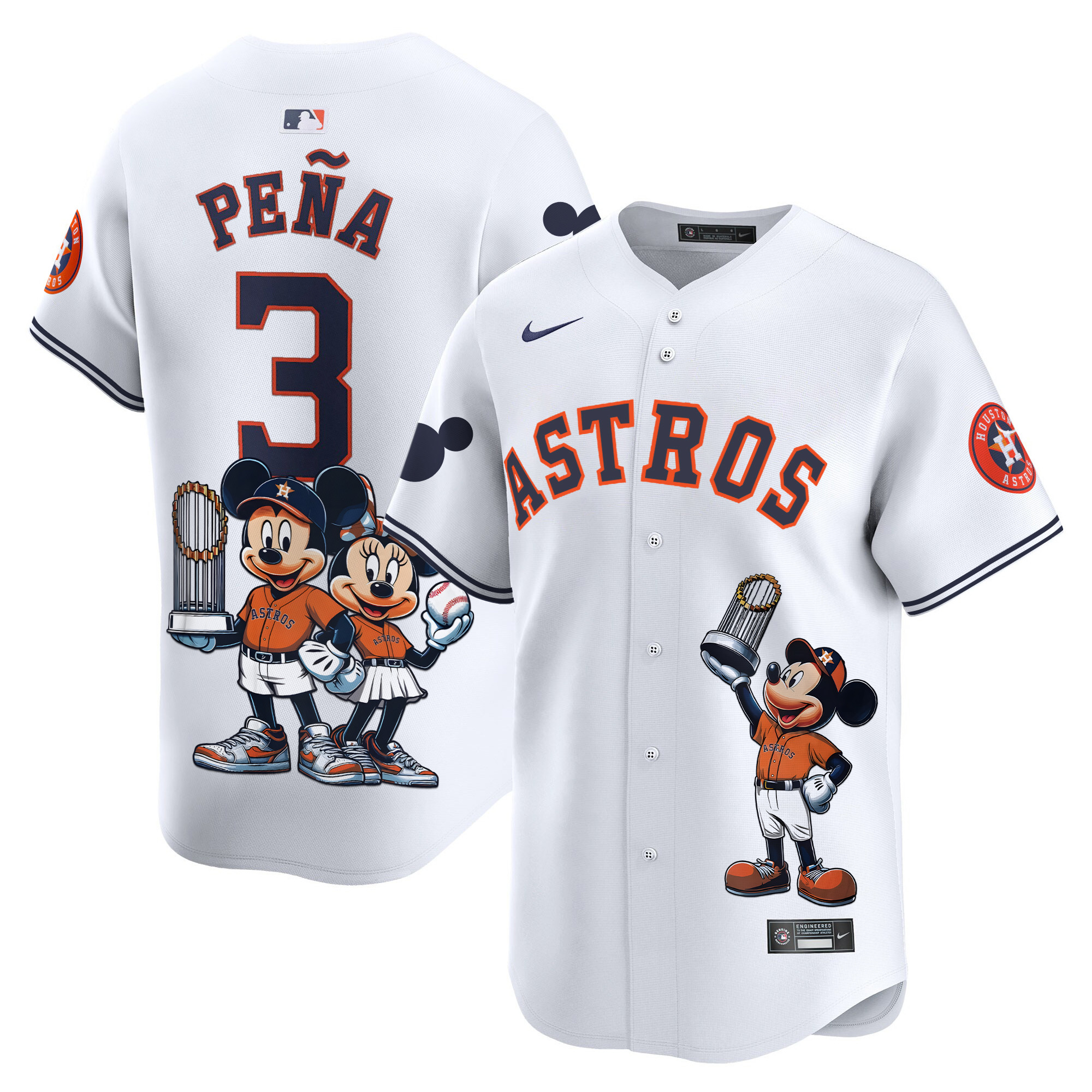 Jeremy PenaUnisex Houston Astros Mickey Houston Vapor Premier Limited White Jersey - Printed
