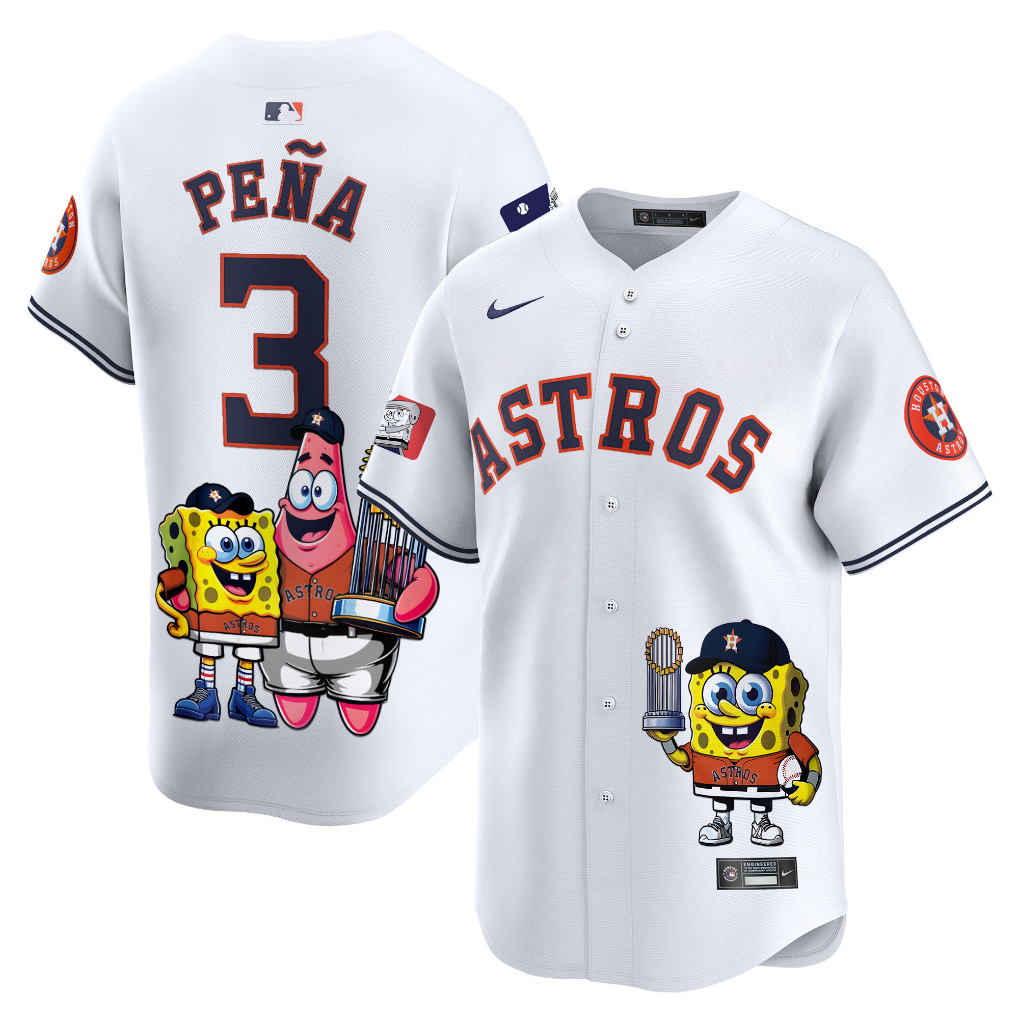 Jeremy PenaUnisex Houston Astros SpongeBob SquarePants Vapor Premier Limited White Jersey - Printed