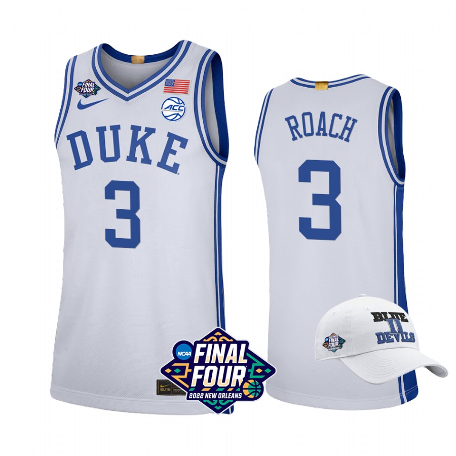 Jeremy Roach Duke Blue Devils White Jersey 2022 March Madness Final Four Free Hat