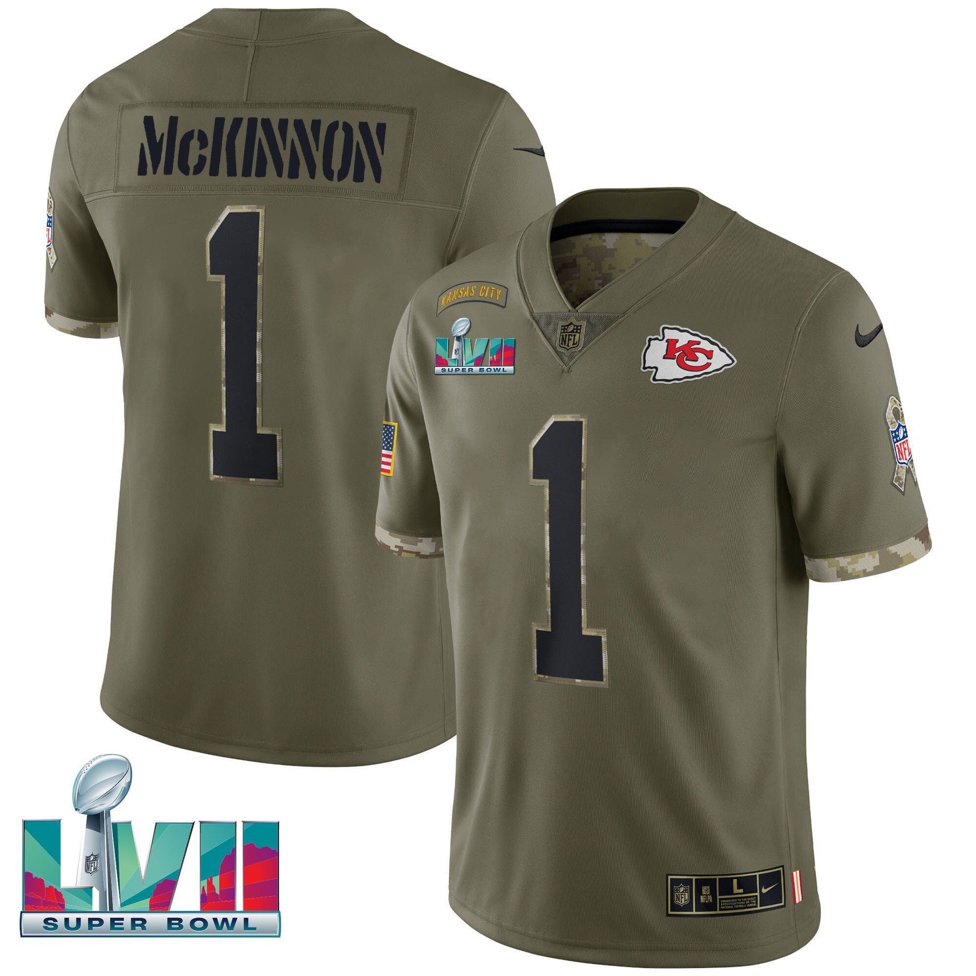 Jerick McKinnon Kansas City Chiefs Super Bowl LVII Salute To Service Player Jersey - All Stitched 