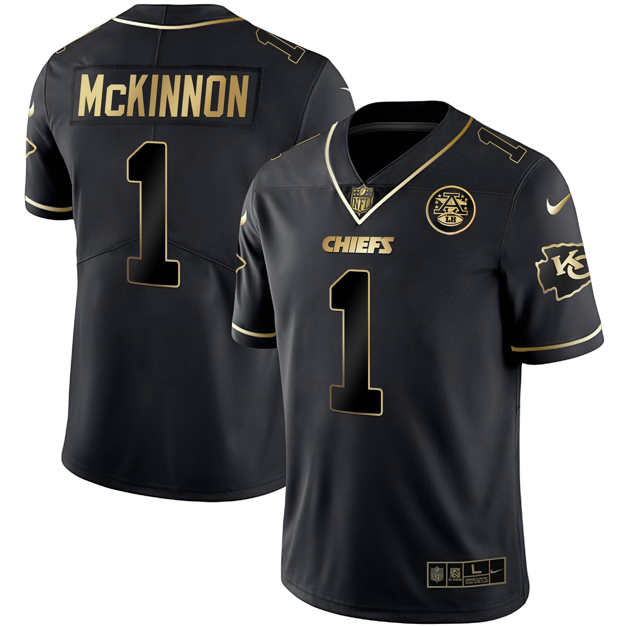 Jerick McKinnon Men's Kansas City Chiefs White Gold & Black Gold Black Gold Jersey - All Stitched 