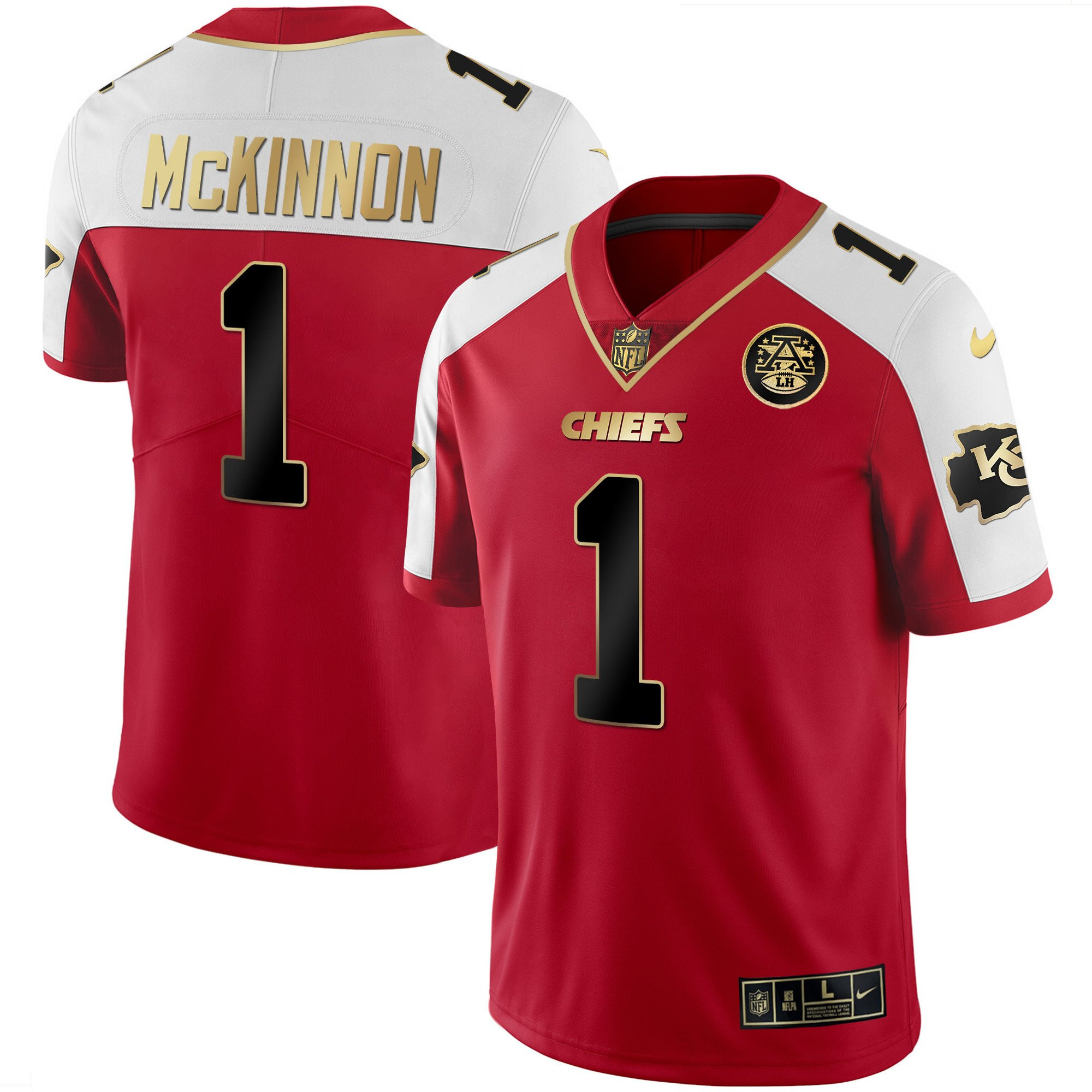 Jerick McKinnon Men's Kansas City Chiefs White Gold & Black Gold Red Alternate Jersey - All Stitched 