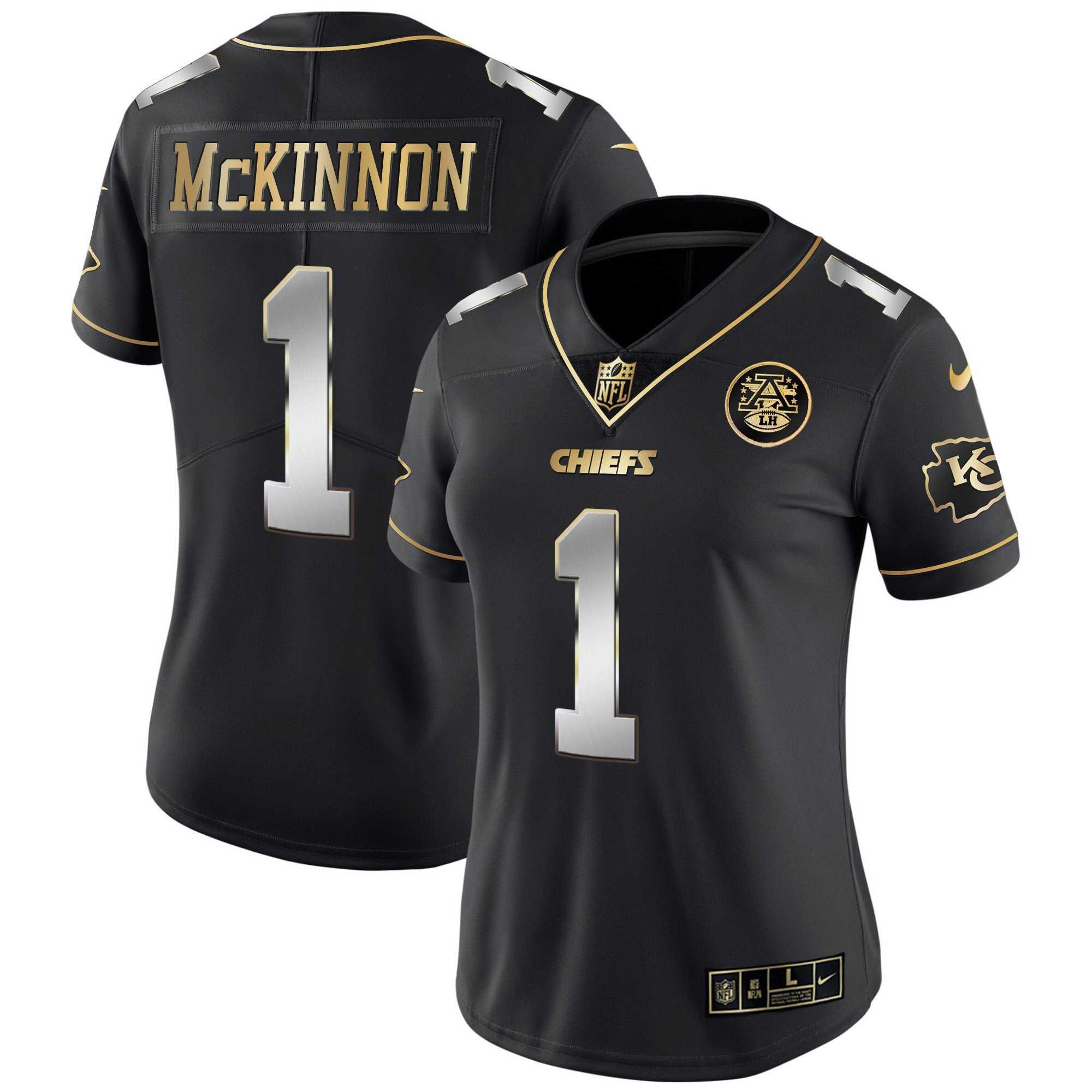 Jerick McKinnon Women's Kansas City Chiefs White Gold & Black Gold Black Limited Jersey - All Stitched 