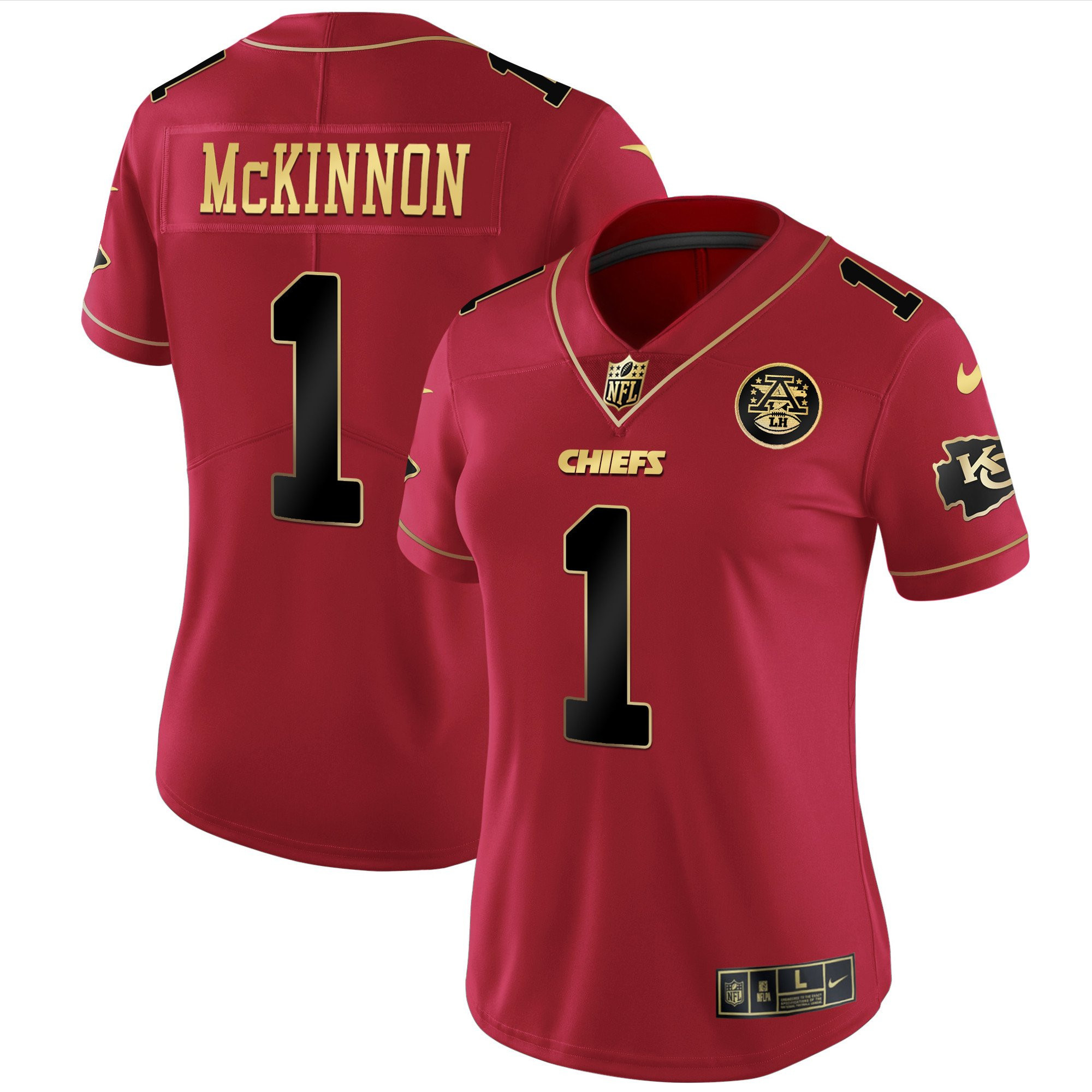 Jerick McKinnon Women's Kansas City Chiefs White Gold & Black Gold Red Special Jersey - All Stitched 