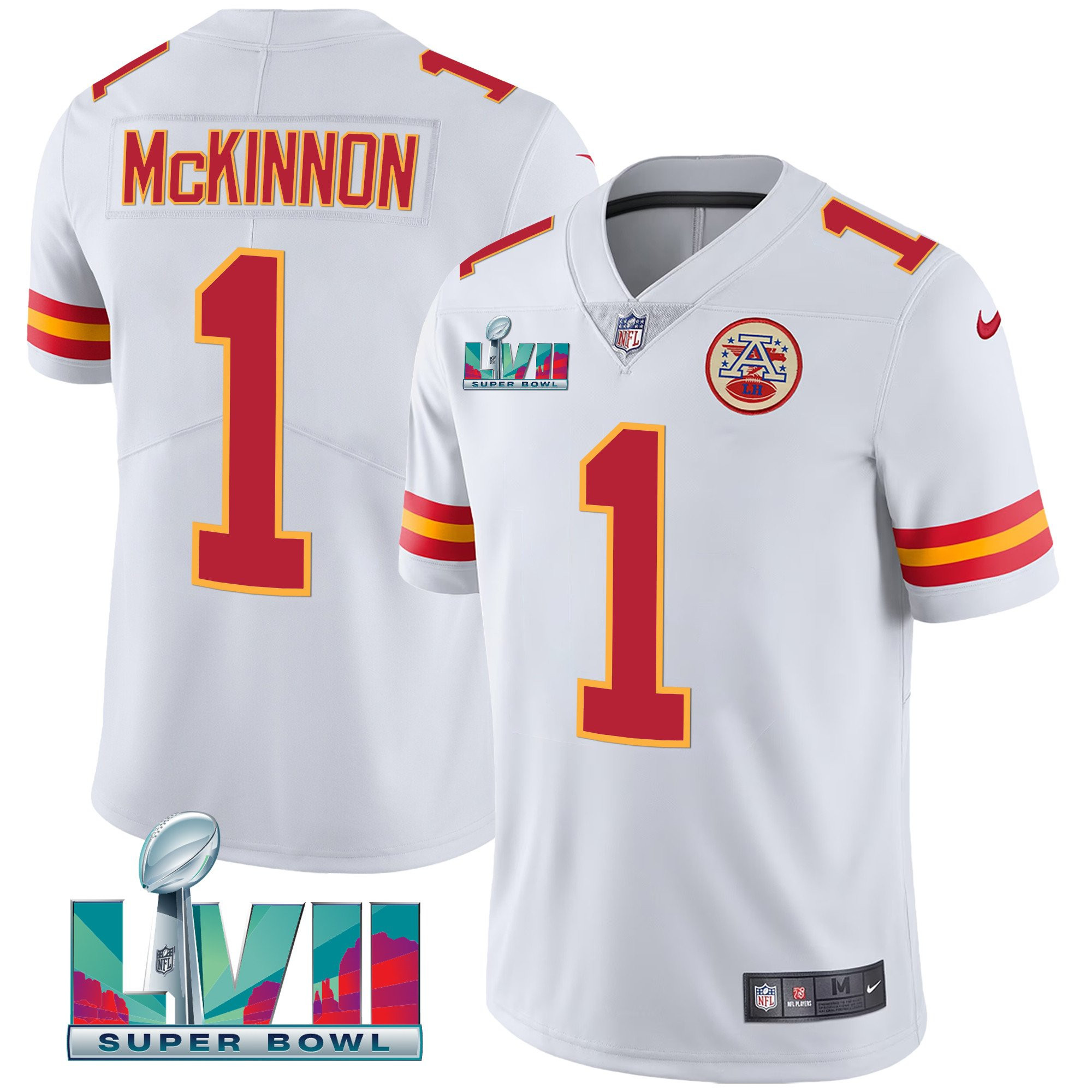 Jerick McKinnon Youth's Kansas City Chiefs Super Bowl LVII Vapor Player White Jersey - All Stitched 