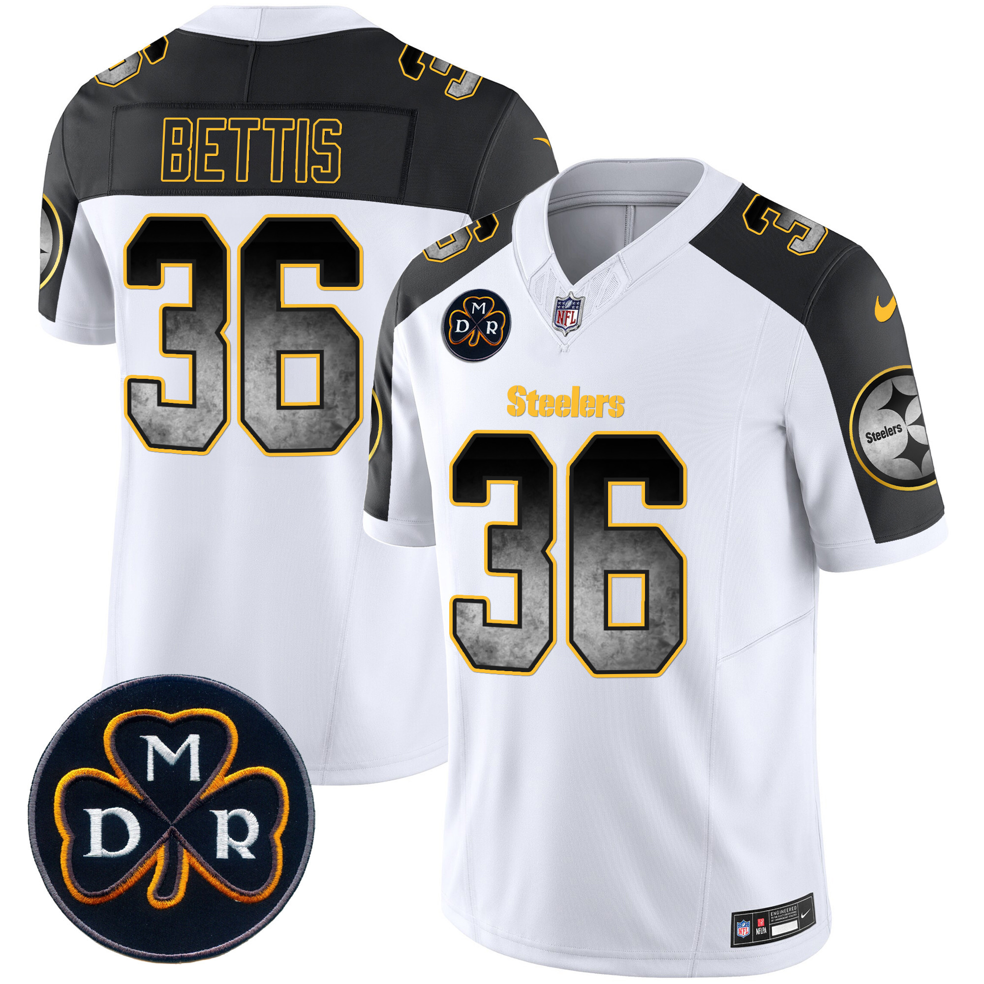 Jerome Bettis Men's Pittsburgh Steelers DMR Patch Arch Smoke Vapor Limited Inverted Jersey - All Stitched