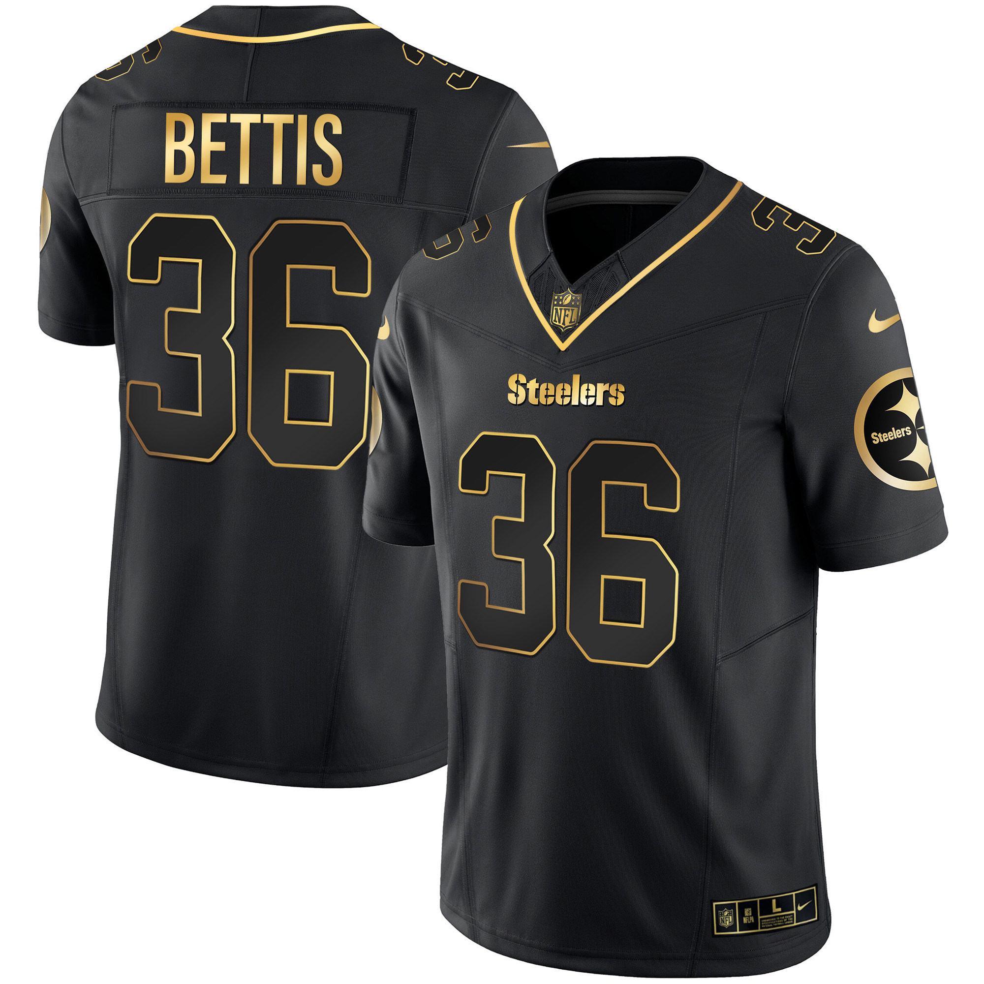 Jerome Bettis Men's Pittsburgh Steelers Gold Vapor V2 Black Gold Jersey - All Stitched