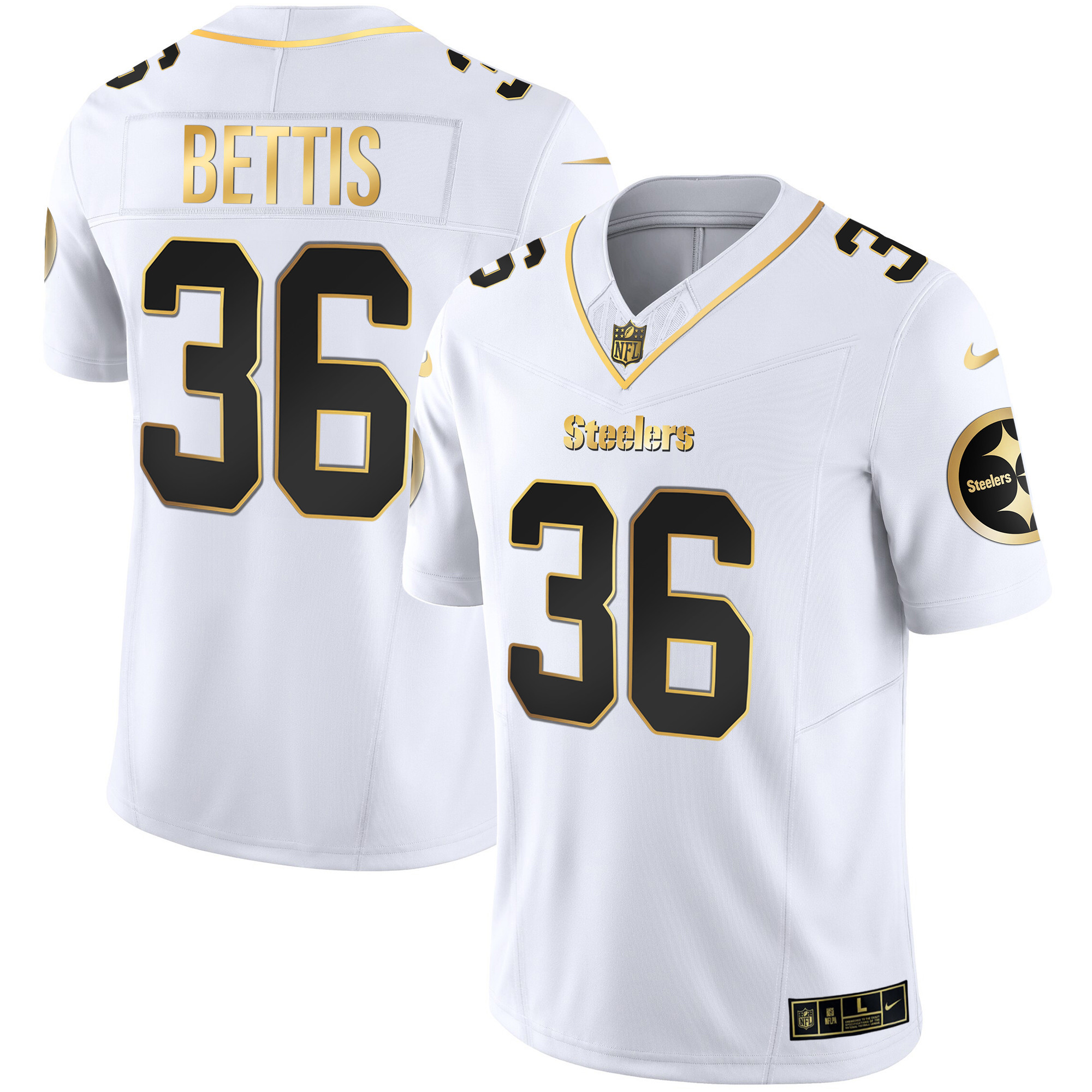 Jerome Bettis Men's Pittsburgh Steelers Gold Vapor V2 White Gold Jersey - All Stitched