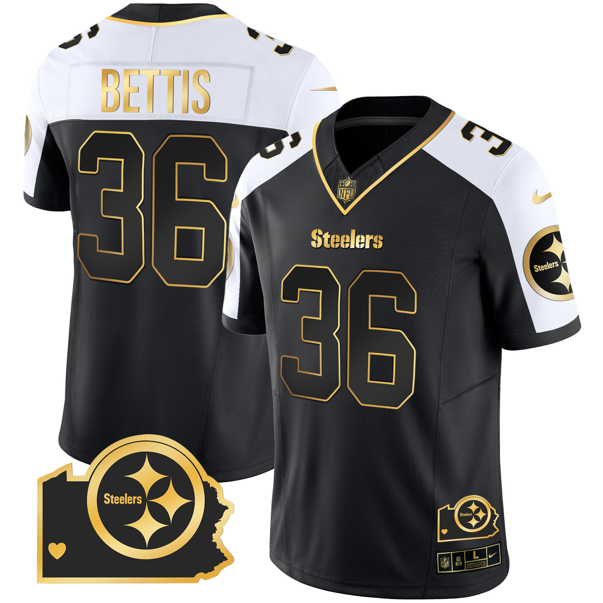 Jerome Bettis Men's Pittsburgh Steelers Home Patch Gold Vapor Alternate Jersey - All Stitched