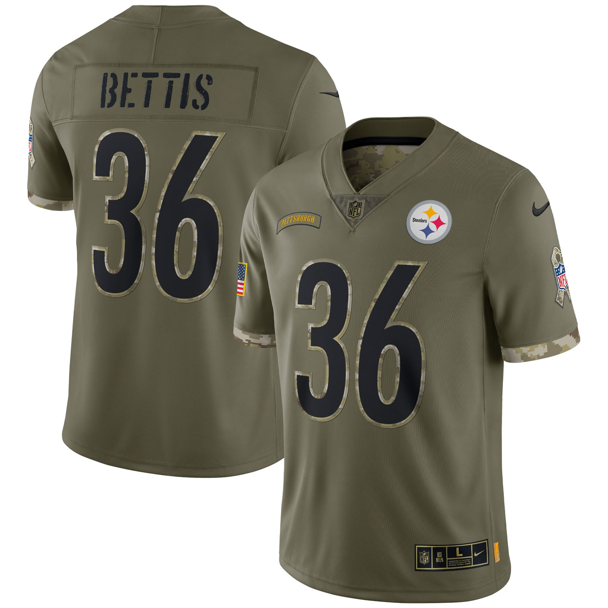 Jerome Bettis Men's Pittsburgh Steelers Salute To Service 2022 Limited - Olive Jersey - All Stitched