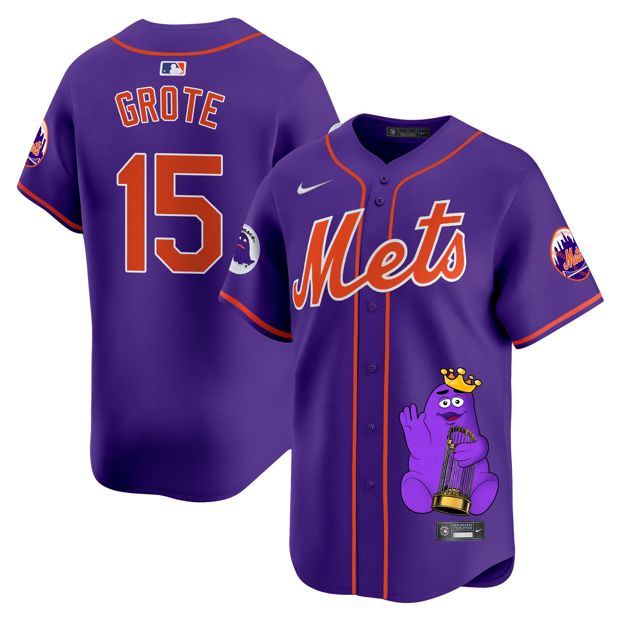 Jerry GroteUnisex New York Mets Grimace Vapor Premier Limited Purple Jersey - Printed