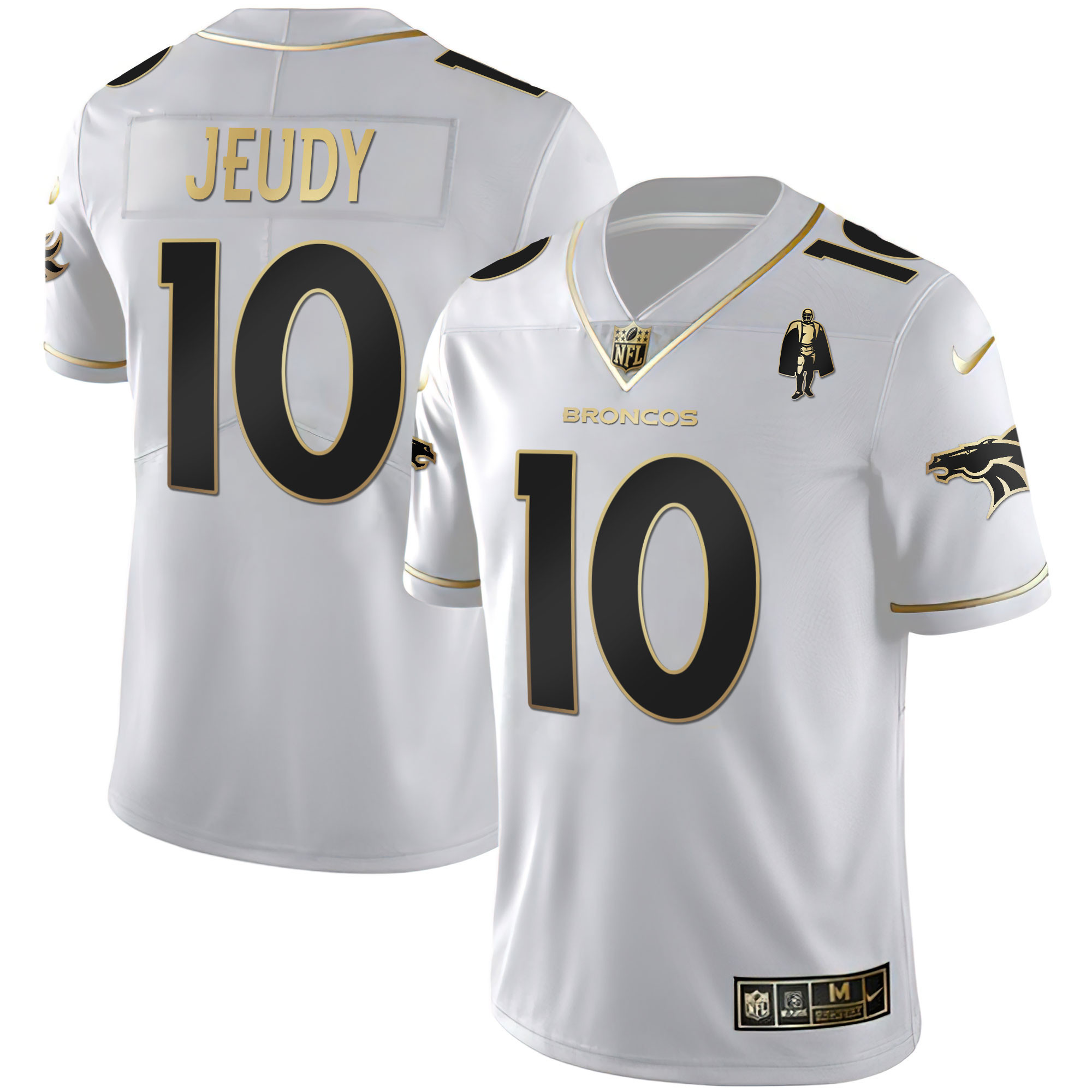 Jerry Jeudy Women's Denver Broncos White Gold and Black Gold White Gold Jersey - All Stitched 
