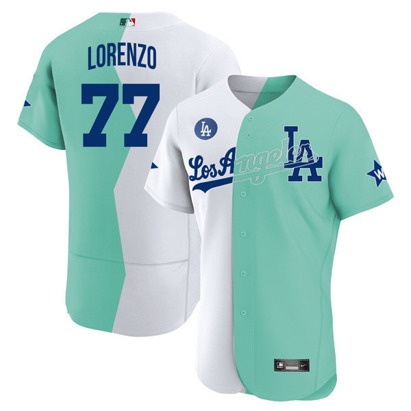 Jerry Lorenzo Los Angeles Dodgers Flex Base White Green 2022 MLB All-Star Celebrity Softball Game Split Jersey - All Stitched
