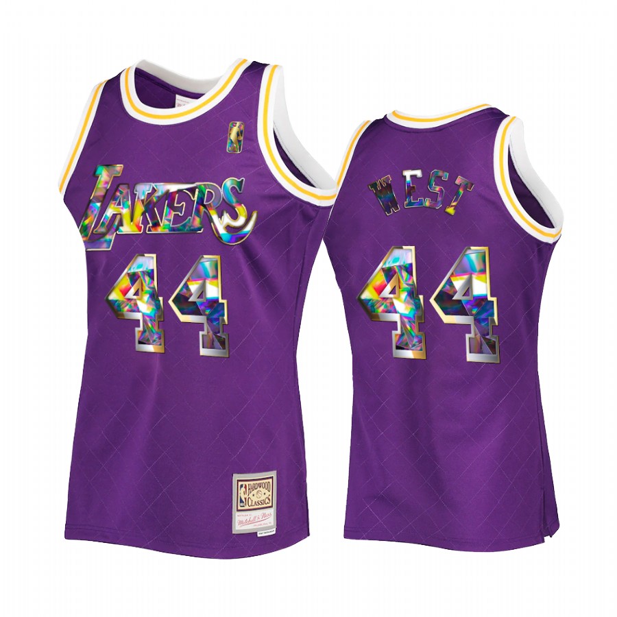 Jerry West 44 Los Angeles Lakers NBA 75th Diamond Purple Jersey Hardwood Classics