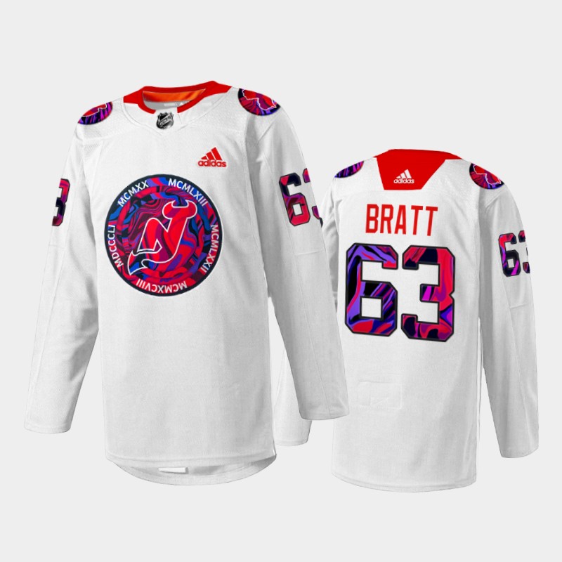 Jesper Bratt New Jersey Devils Gender Equality Night Jersey White #63 Warm-up