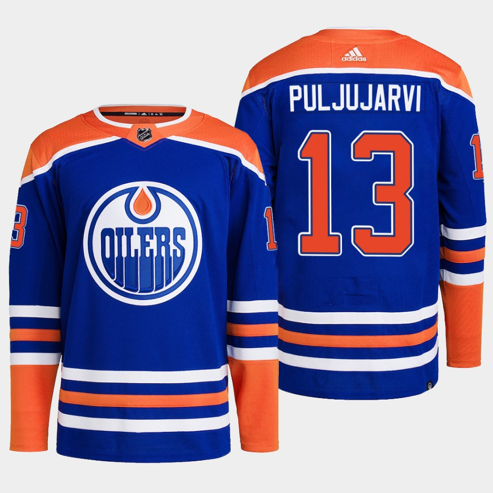 Jesse Puljujarvi 13 Edmonton Oilers Blue Stitched Jersey 2022-23 Primegreen Home