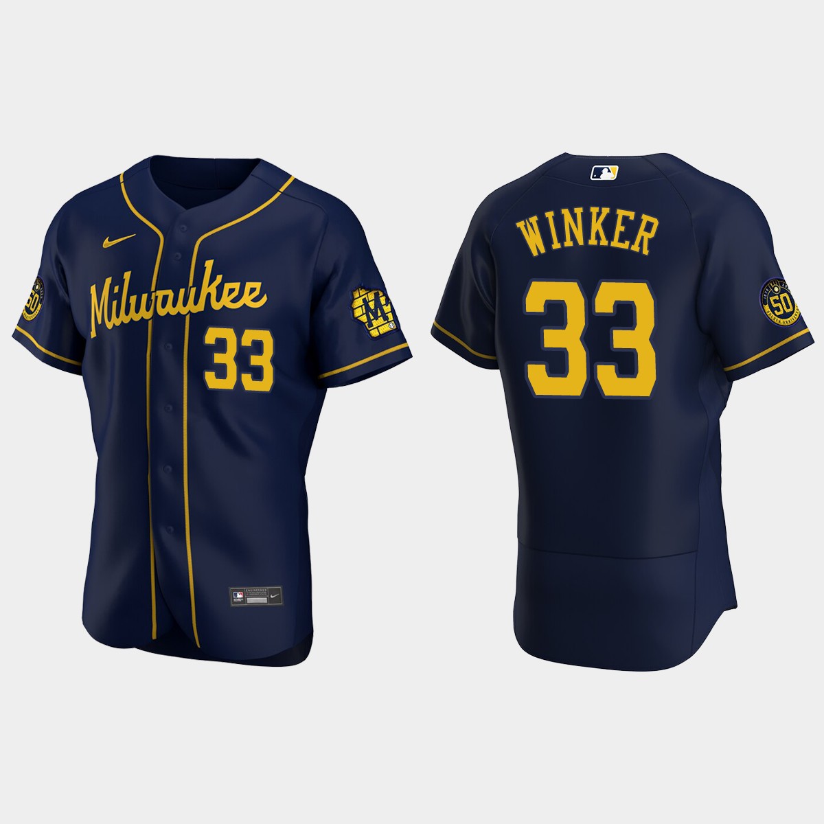 Jesse Winker Milwaukee Brewers Alternate Jersey - Navy