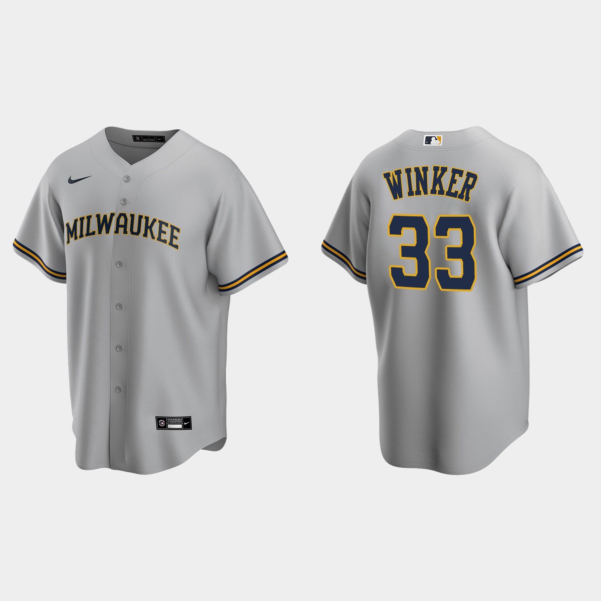 Jesse Winker Milwaukee Brewers Road Jersey - Gray