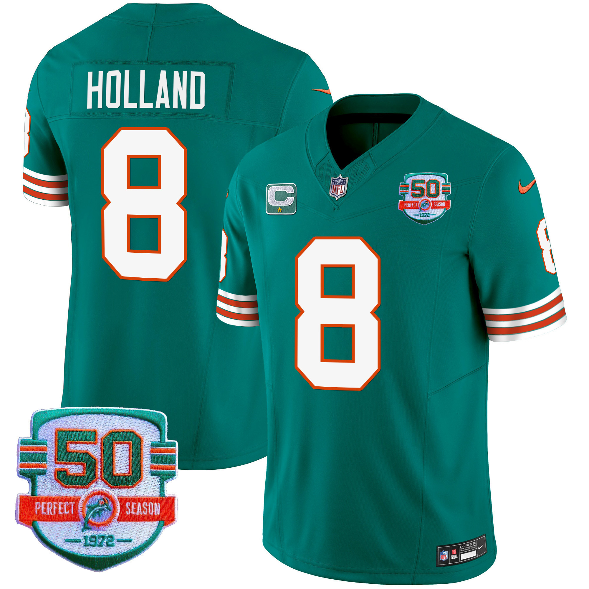 Jevon Holland Men's Miami Dolphins Throwback Vapor Aqua Jersey - All Stitched 