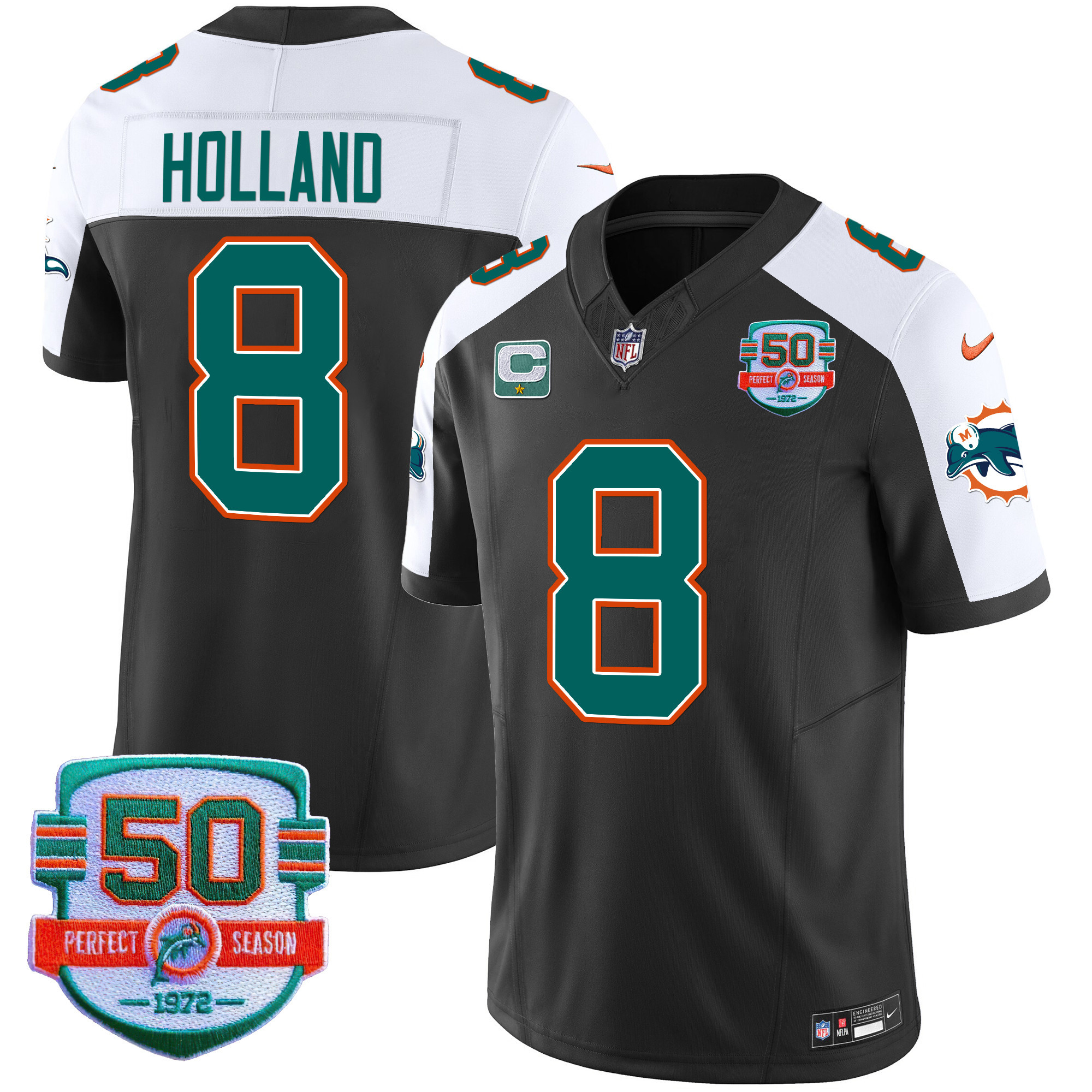 Jevon Holland Men's Miami Dolphins Throwback Vapor Black Alternate Jersey - All Stitched 