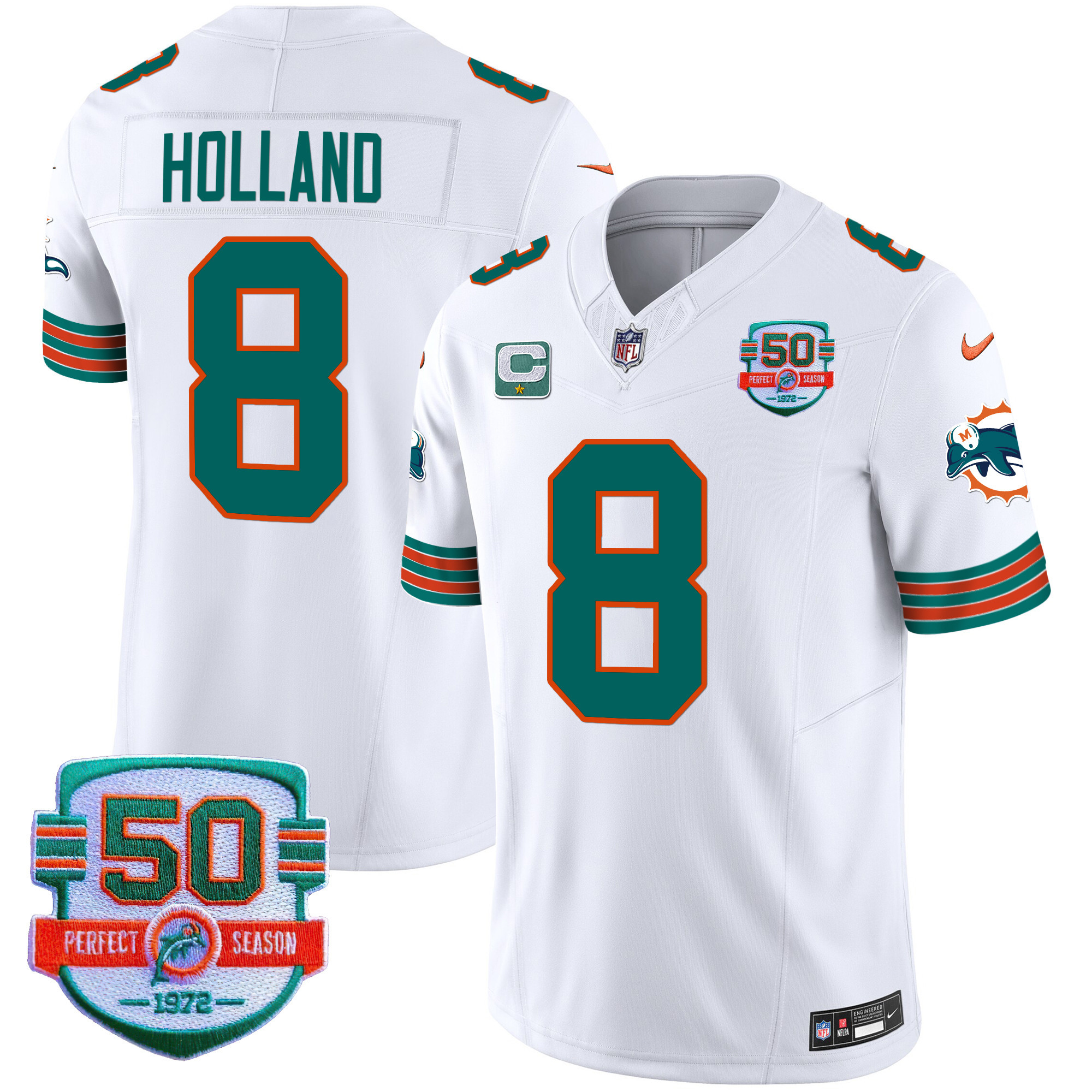 Jevon Holland Men's Miami Dolphins Throwback Vapor White Jersey - All Stitched 