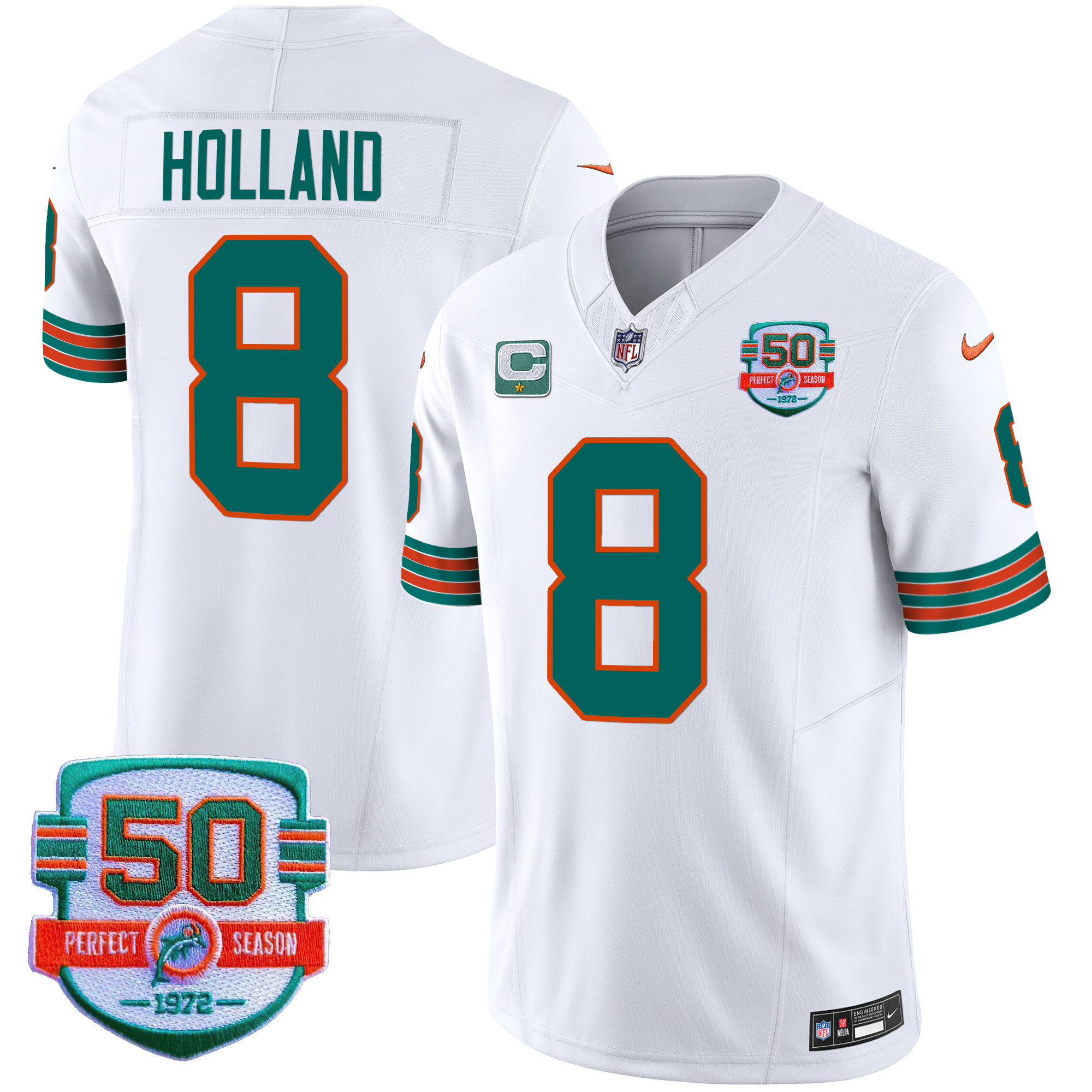 Jevon Holland Men's Miami Dolphins Throwback Vapor White Jersey - All Stitched 