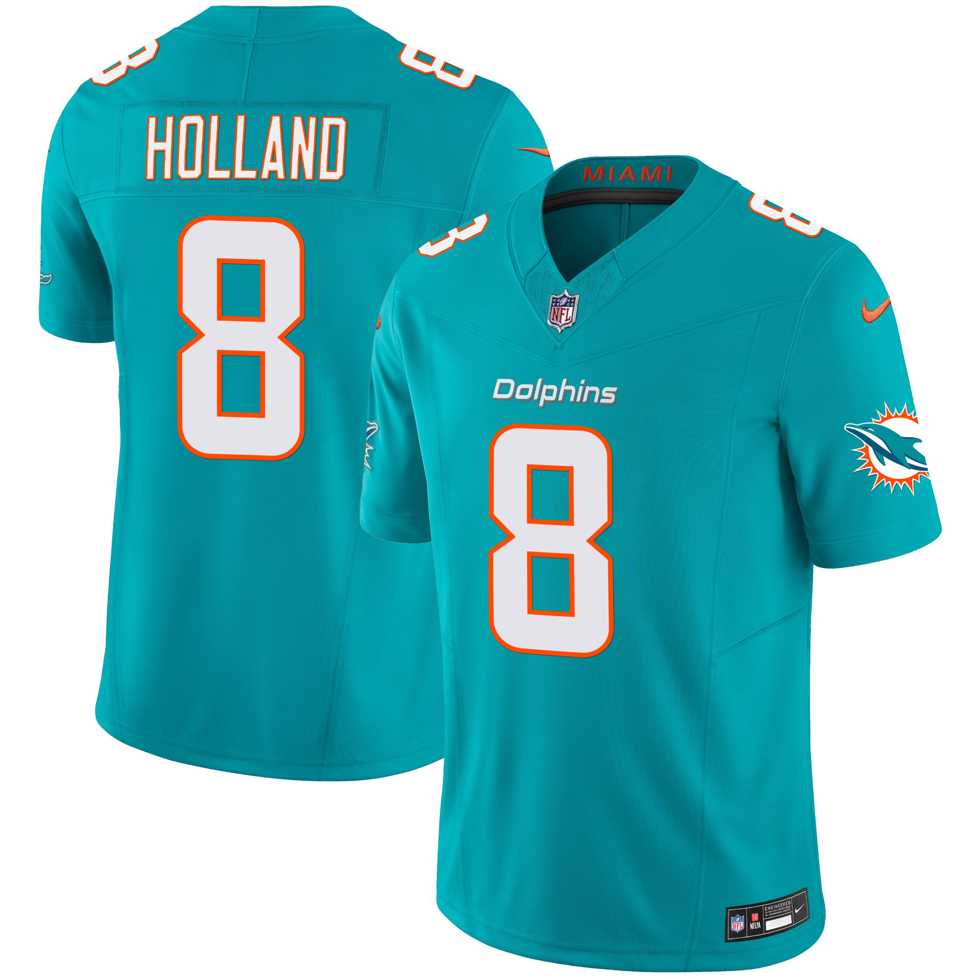 Jevon Holland Men's Miami Dolphins Vapor Limited Aqua Jersey - All Stitched 