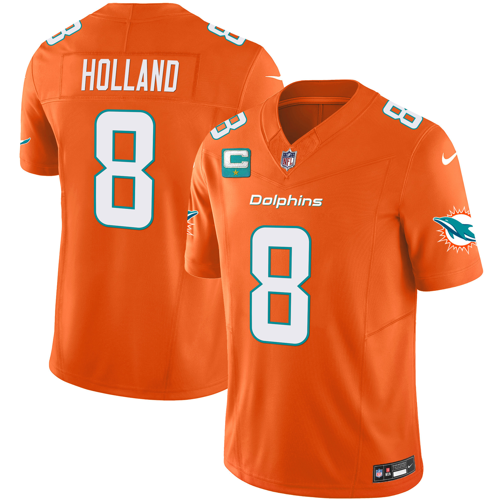 Jevon Holland Men's Miami Dolphins Vapor Limited Orange Jersey - All Stitched 