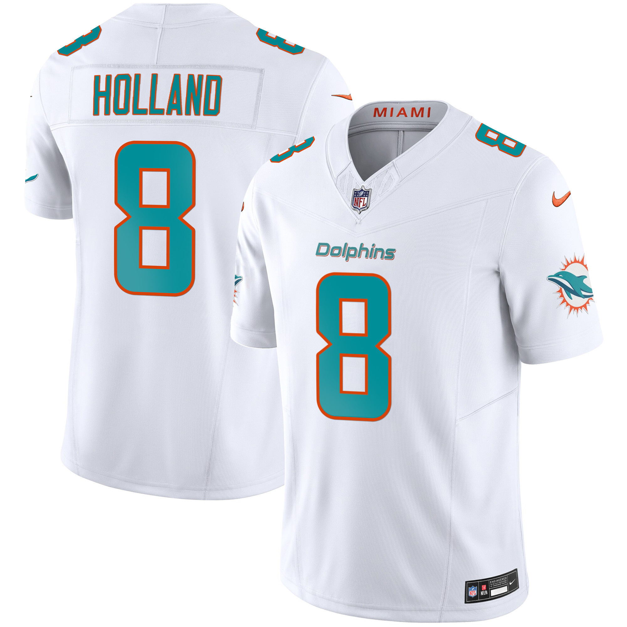 Jevon Holland Men's Miami Dolphins Vapor Limited White Jersey - All Stitched 