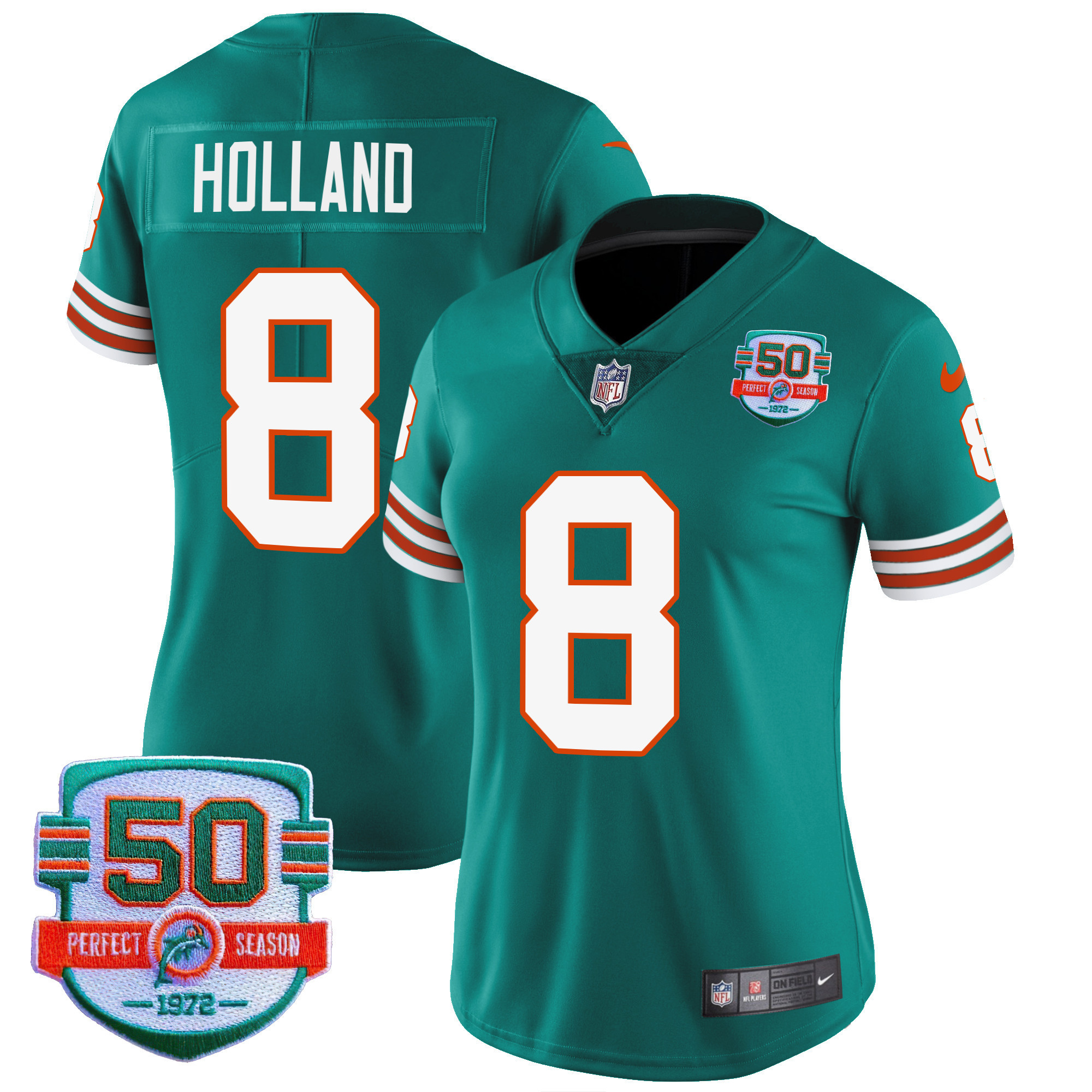 Jevon Holland Women's Miami Dolphins Throwback Vapor Aqua Jersey - All Stitched 