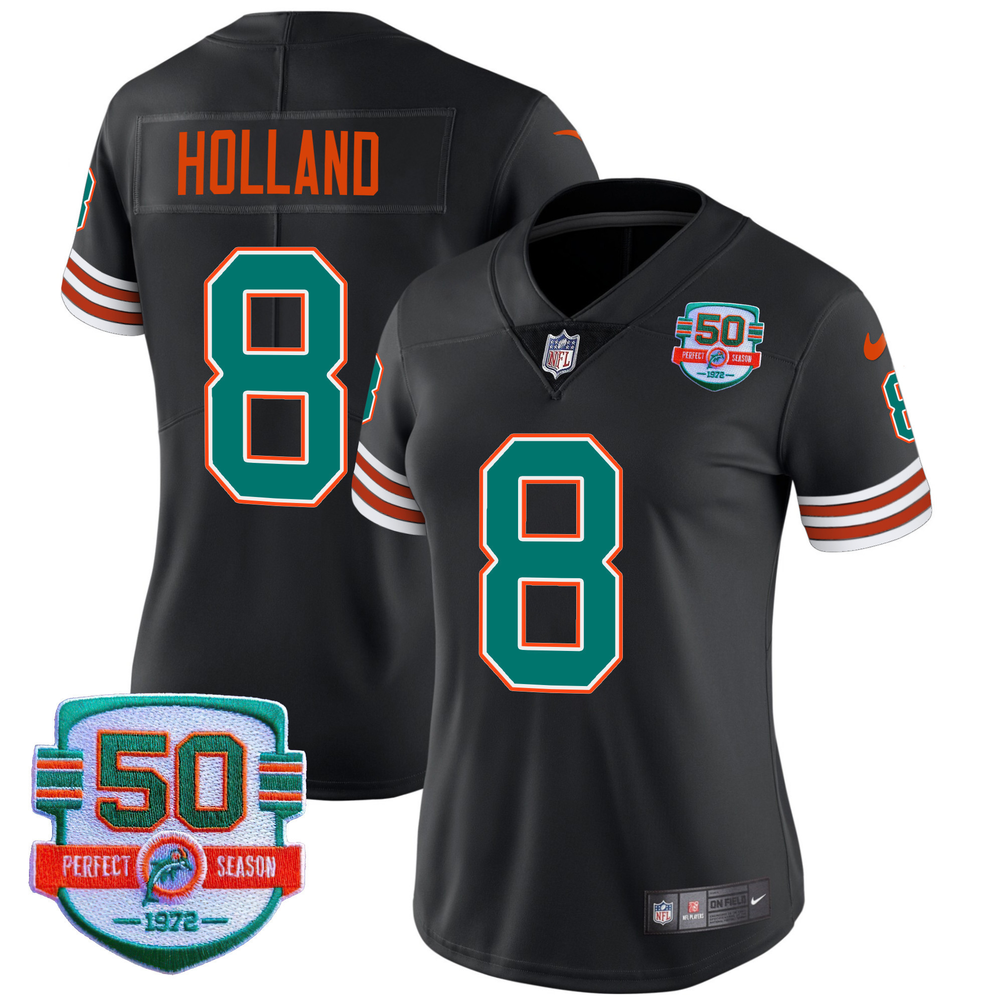Jevon Holland Women's Miami Dolphins Throwback Vapor Black Jersey - All Stitched 