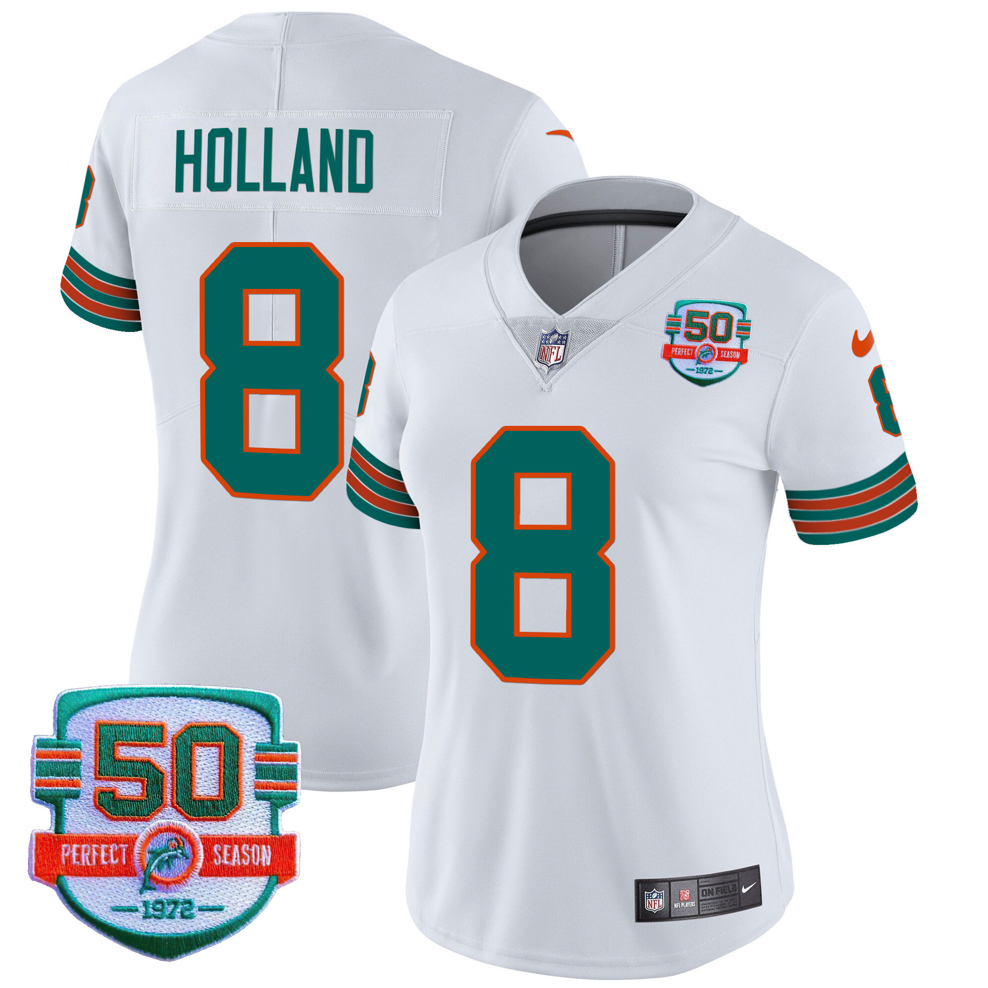 Jevon Holland Women's Miami Dolphins Throwback Vapor White Jersey - All Stitched 