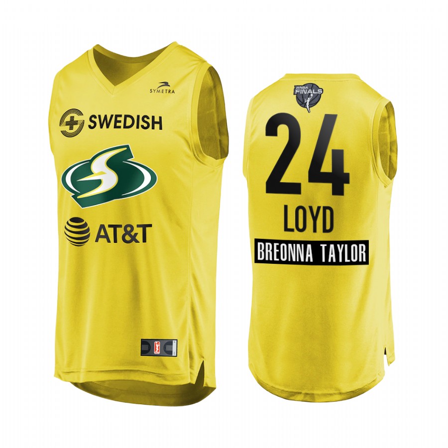 Jewell Loyd WNBA 2020 WNBA Finals Bound Breonna Taylor Patch Men Yellow Jersey