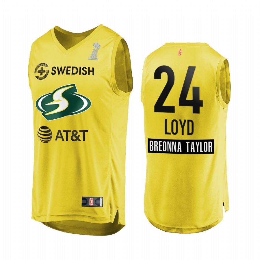 Jewell Loyd WNBA 2020 WNBA Finals Champions Men Yellow Jersey