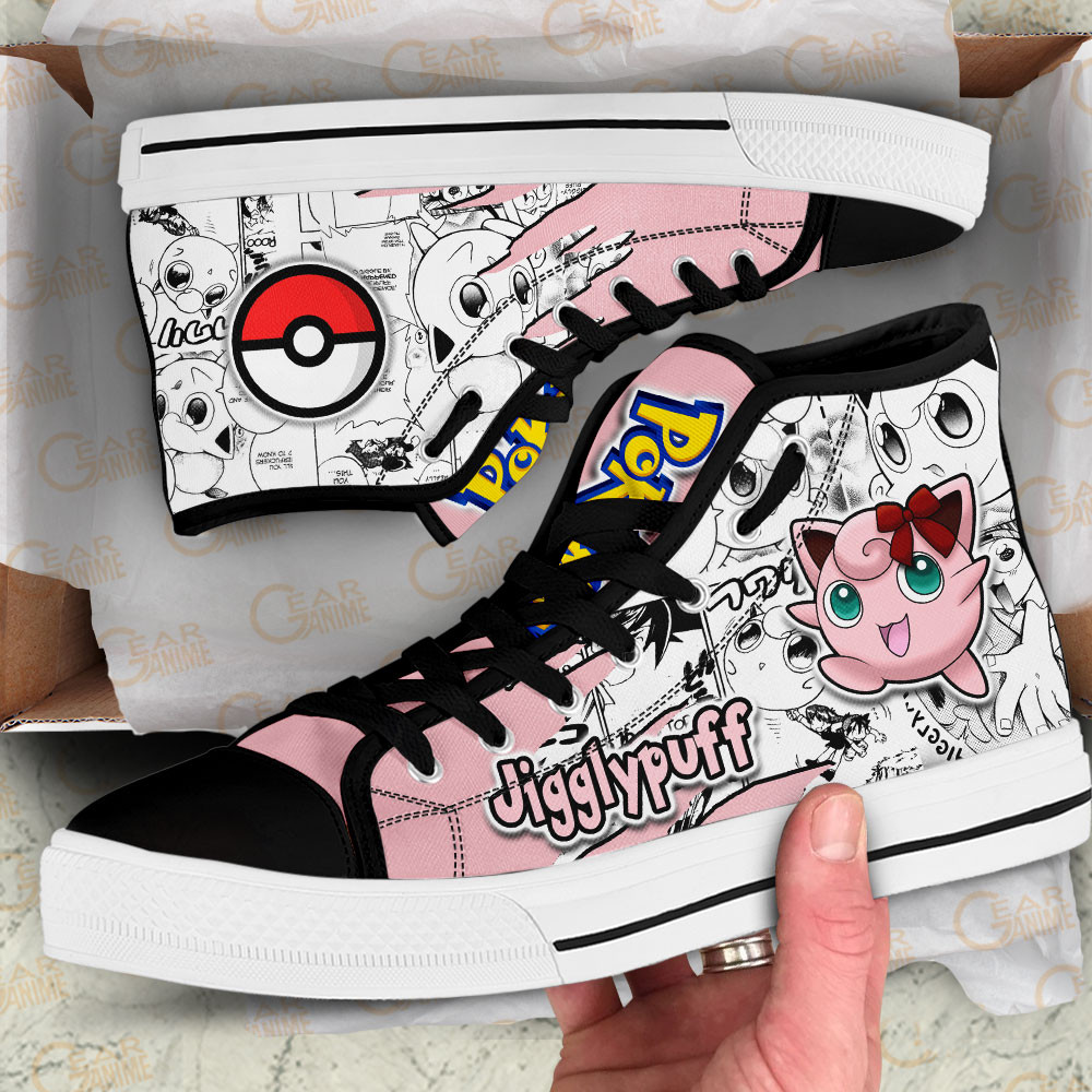 Jigglypuff High Top Shoes Custom Pokemon Anime Sneakers Mix Manga