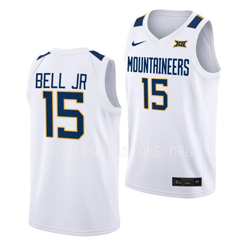 Jimmy Bell Jr. West Virginia Mountaineers #15 White Home Jersey 2022-23